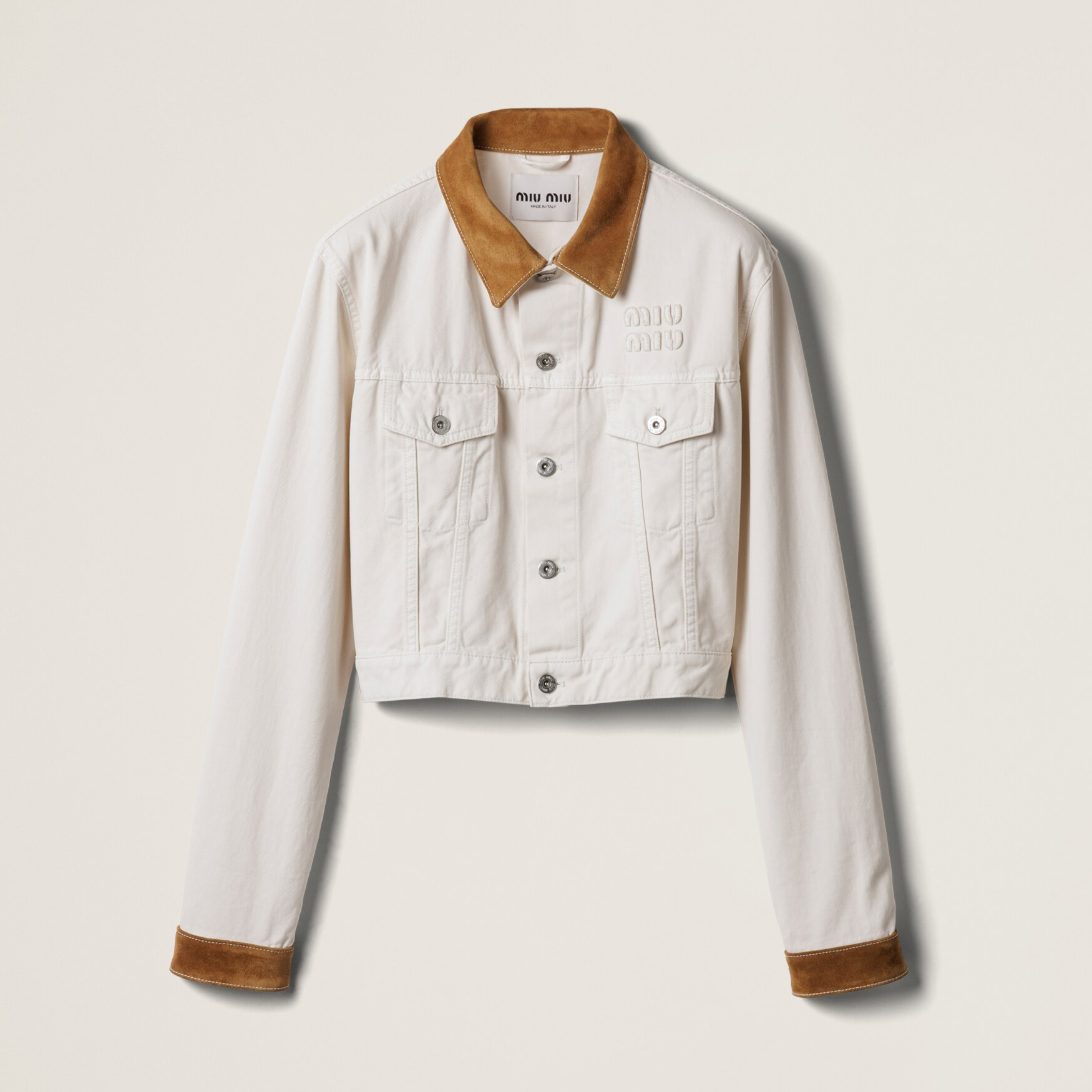 NIGO MiuMiu Women's Spring/Autumn Embroidered Letter Print Logo Print Suede Collar Single-Breasted Long-Sleeved Denim Jacket #nigo77541