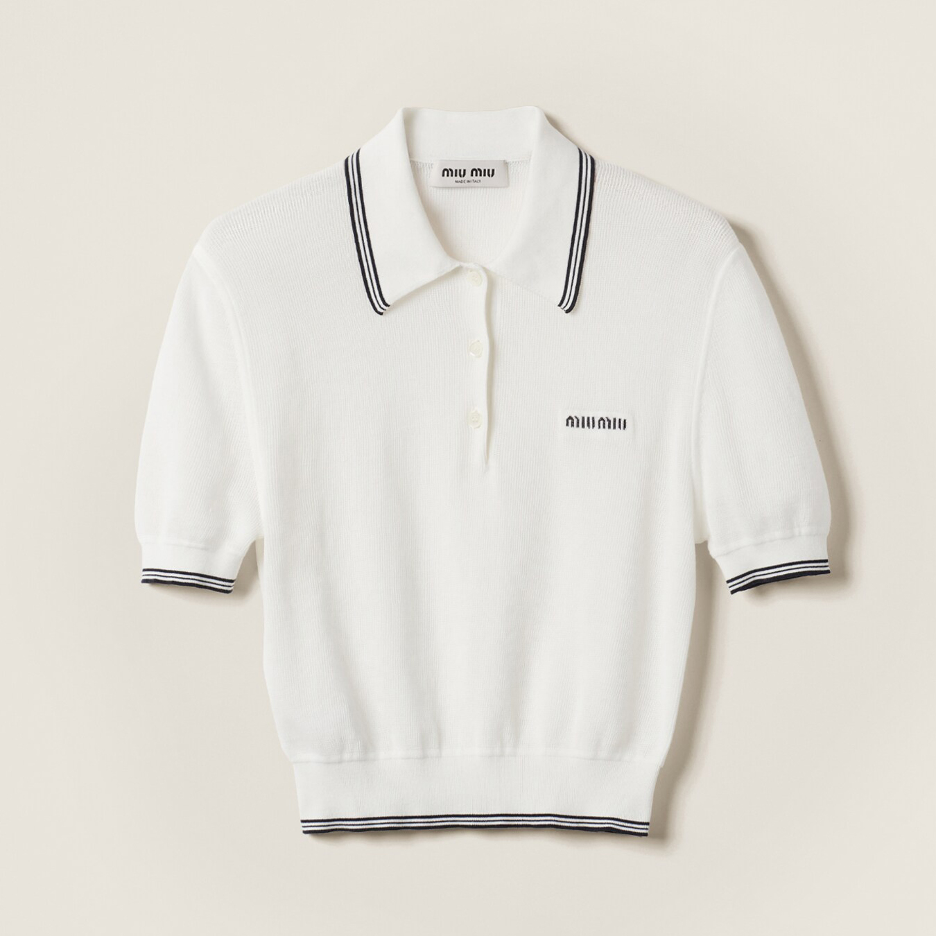 NIGO MiuMiu Women's Summer Solid Color Striped Letter Casual Short Sleeve Polo Shirt Top T-shirt #nigo77534