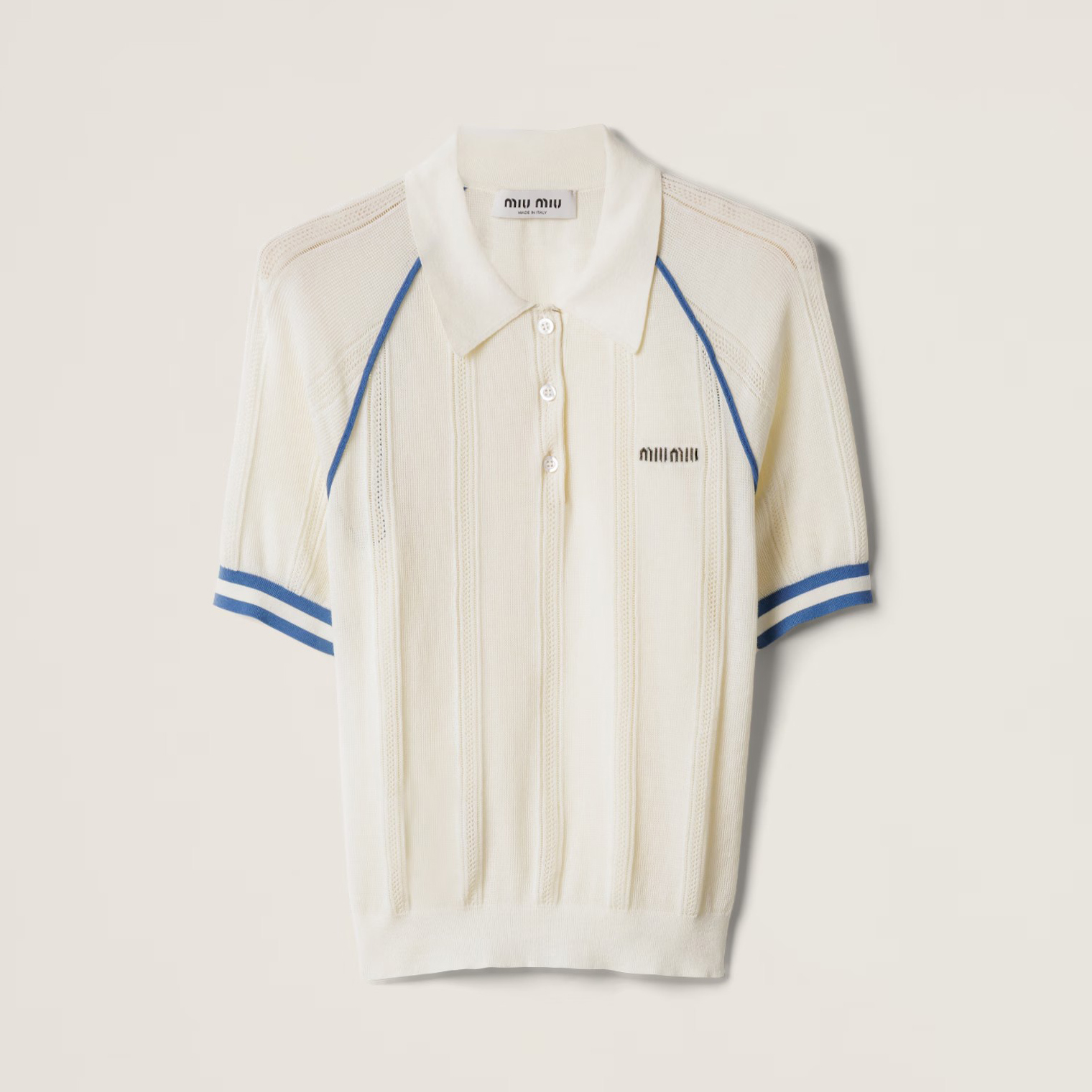 NIGO MiuMiu Women's Summer Solid Color Cotton Knitted Logo Print Polo Neck Short Sleeve T-Shirt #nigo77549