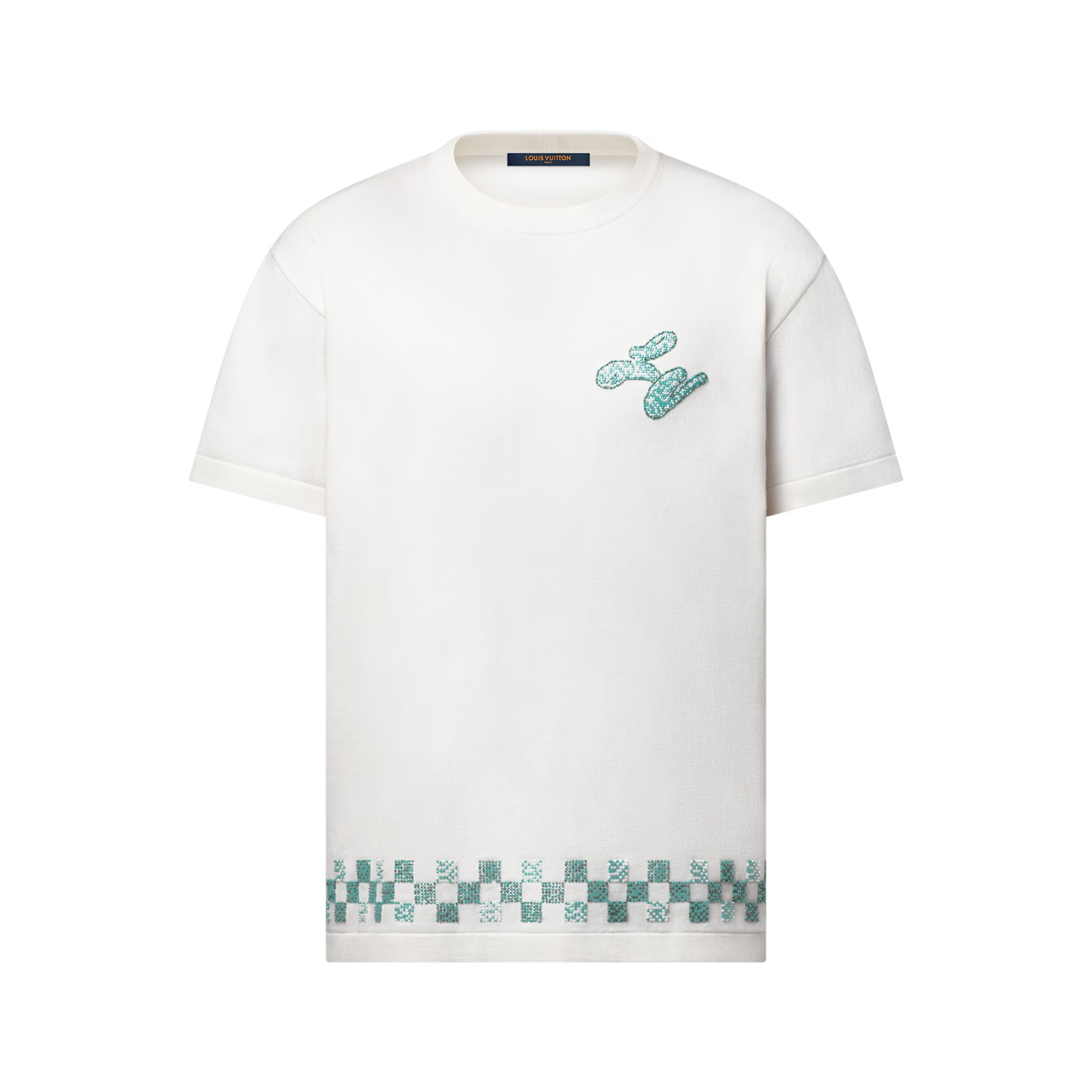 NIGO Louis Vuitton Men's Summer Embroidered Beaded Small Snake Pattern Solid Color Round Neck Short Sleeve T-Shirt #nigo77554