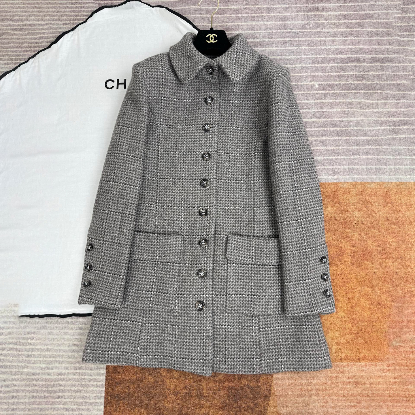 NIGO Chanel Women's Autumn and Winter Wool Tweed Lapel Single Breasted Solid Color Long Sleeve Jacket Ngvp #nigo1854