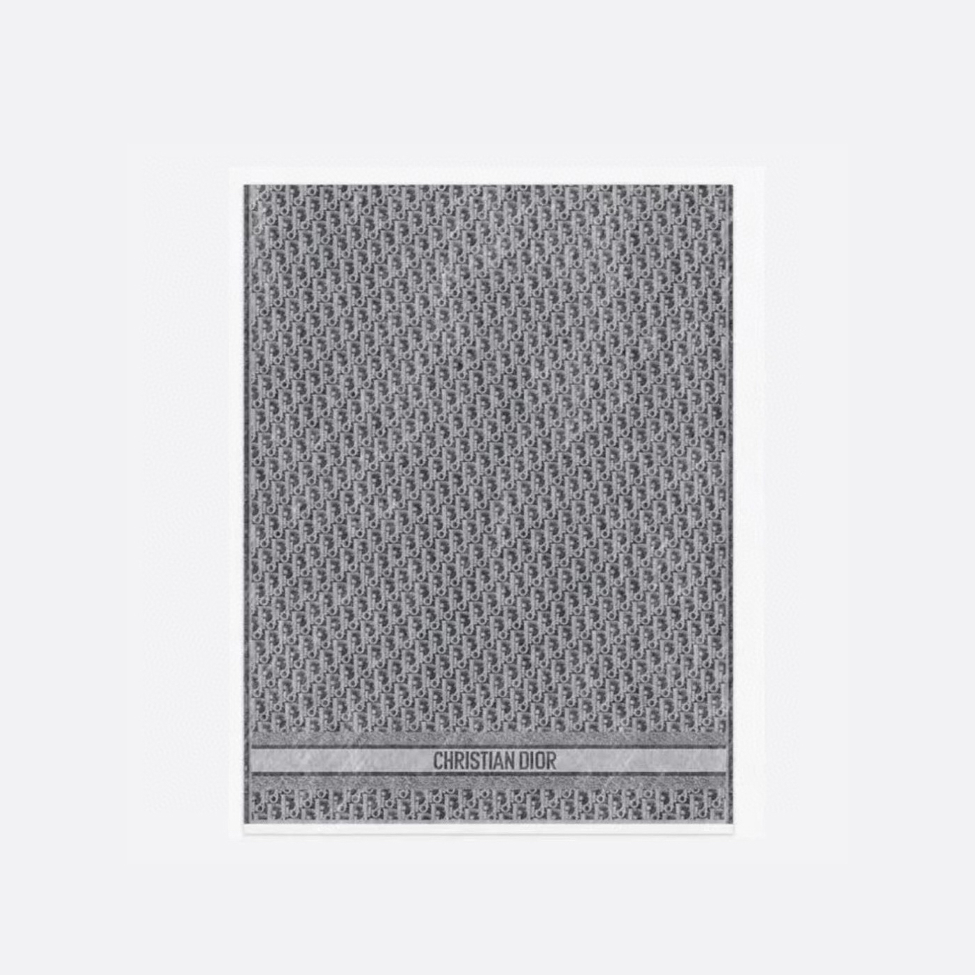 NIGO Dior Women's Gray Monogrammed Wool, Mulberry Silk & Cotton Blend Shawl Scarf #nigo77561