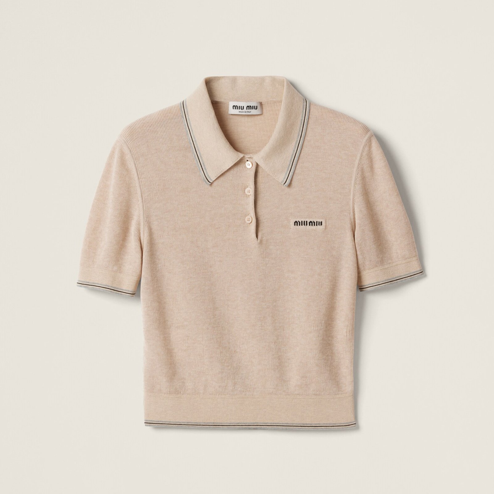 NIGO MiuMiu Women's Summer Solid Color Embroidered Letter Print Polo Neck Short Sleeve T-Shirt #nigo77552