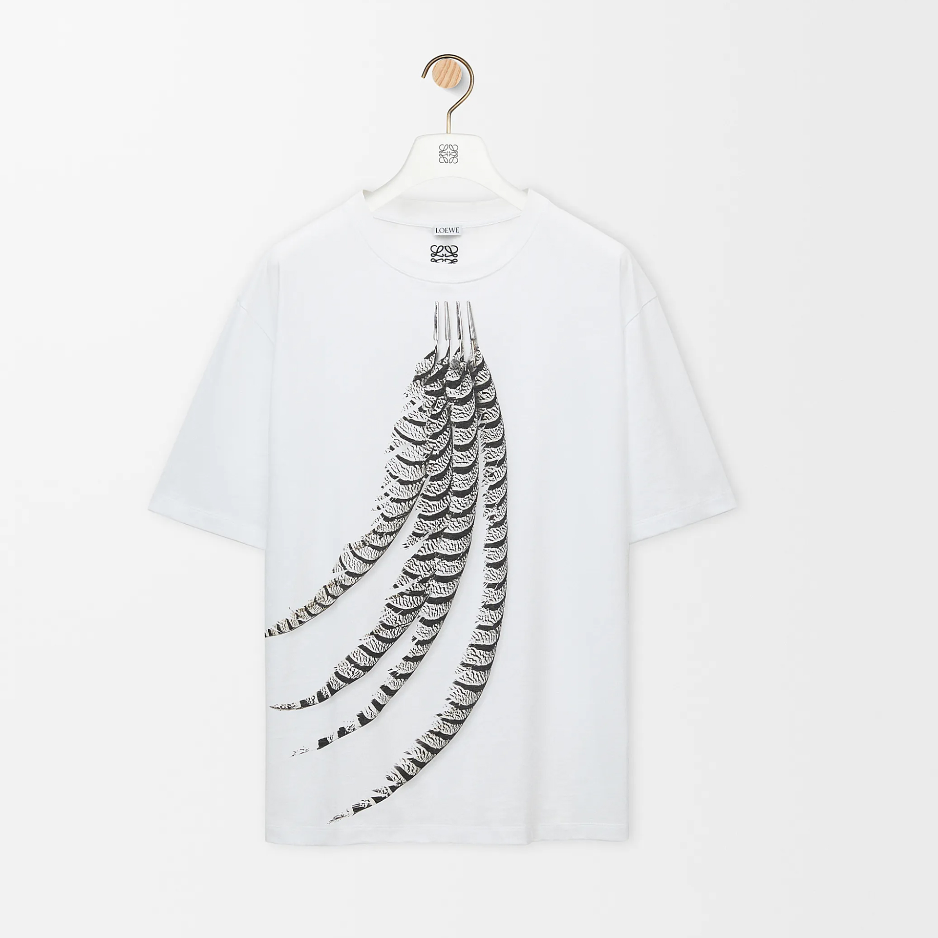 NIGO Loewe Men's Spring And Summer Feather Print Solid Color Cotton Loose Round Neck Short Sleeve T-Shirt Ngvp #nigo1852
