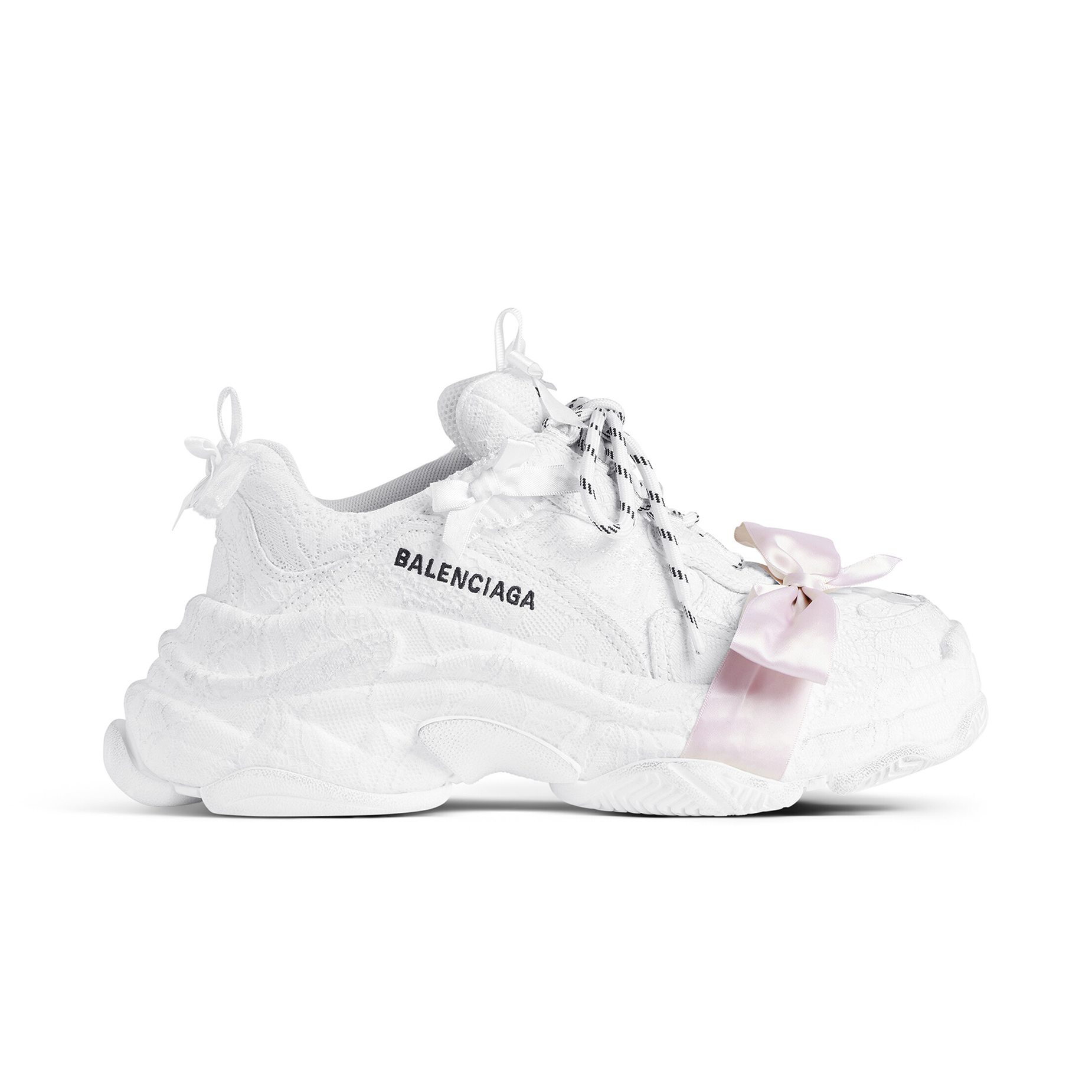 NIGO Balenciaga Triple S Lace Women's Solid Color Bow-Decorated Low-Top Lace-Up Thick-Sole Sneakers Shoes #nigo77559
