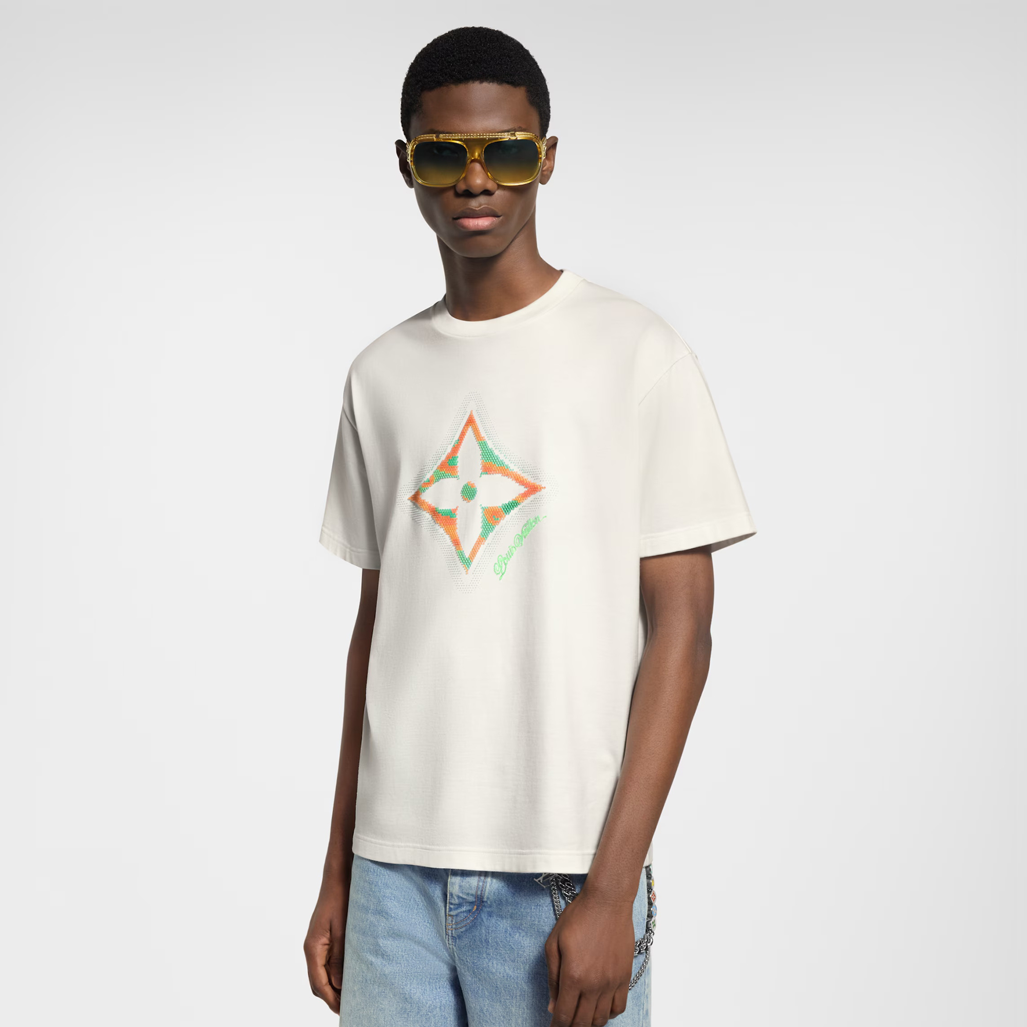 NIGO Louis Vuitton Men's Summer 3D Floral Print Round Neck Cotton Short Sleeve T-Shirt #nigo77564