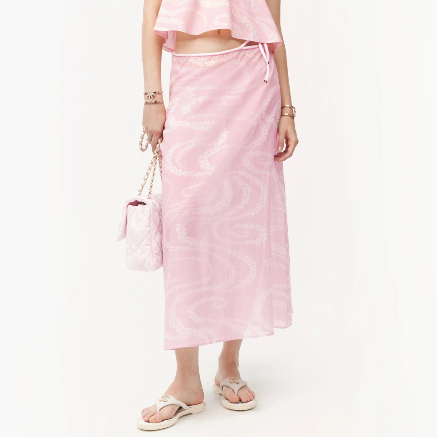 NIGO Chanel Women's Summer Solid Color Pattern Printed Cotton Battle Casual Long Skirt #nigo77584