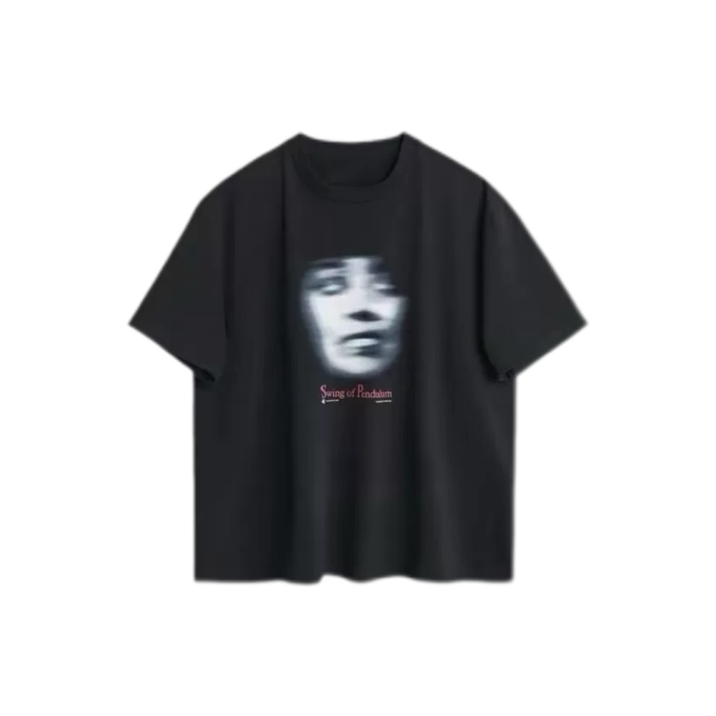 NIGO Our Legacy Men's And Women's Spring And Summer Human Face Printing Short Sleeve Small Neckline Knitted Loose T-shirt High Street Black Trend T-shirt Ngvp #nigo1865