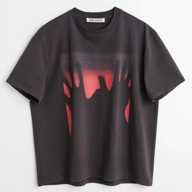 NIGO Our Legacy Men's And Women's Spring And Summer Palm Print Round Neck Short Sleeve Small Neckline Loose T-shirt High Street Black Fashion Trend T-shirt Ngvp #nigo1866