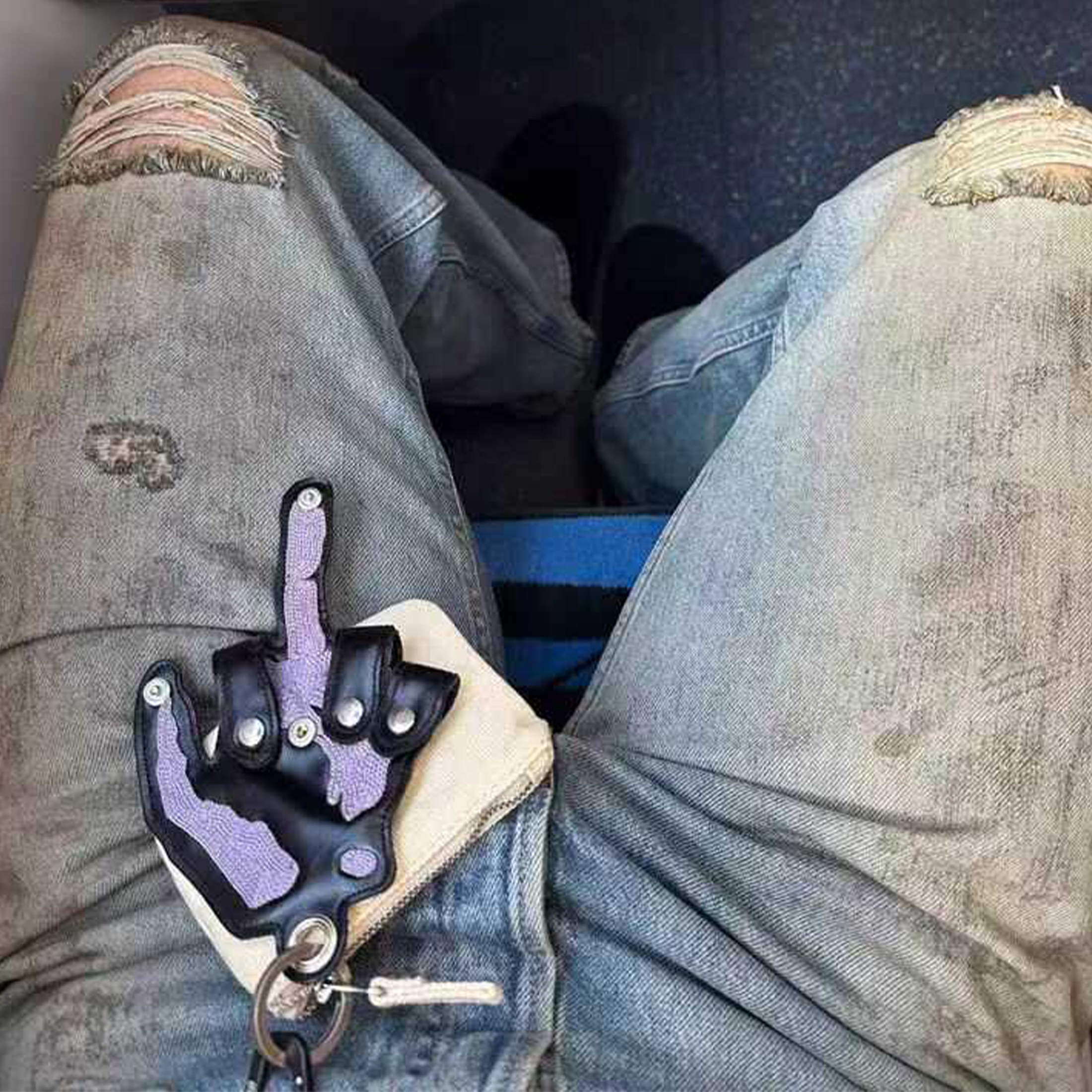 NIGO Our Legacy Purple Fun Guessing Gesture Keychain Adjustable Embroidered Key Pants Waistband Bag Charm Accessory Ngvp #nigo1864