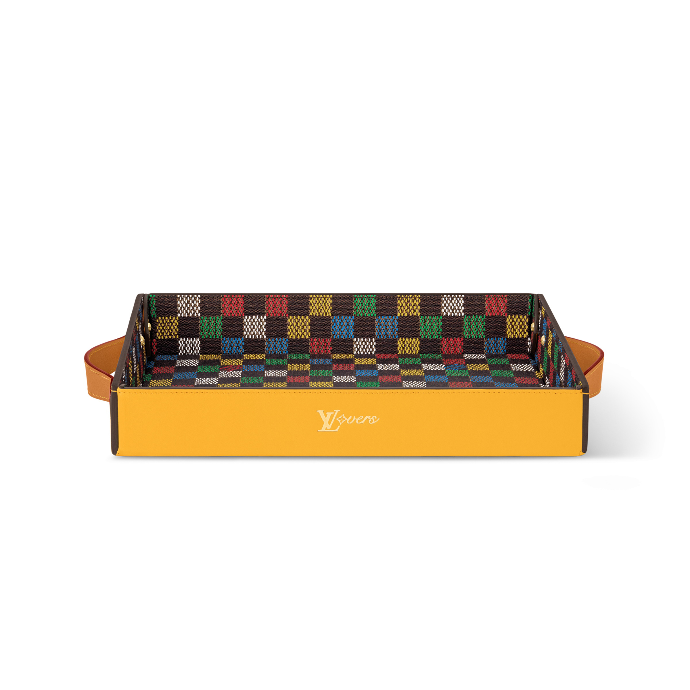 NIGO Louis Vuitton LV Vers Damier Colorful Checkered Alphabet Printed Leather Home Decoration Tabletop Tray Accessories #nigo77582