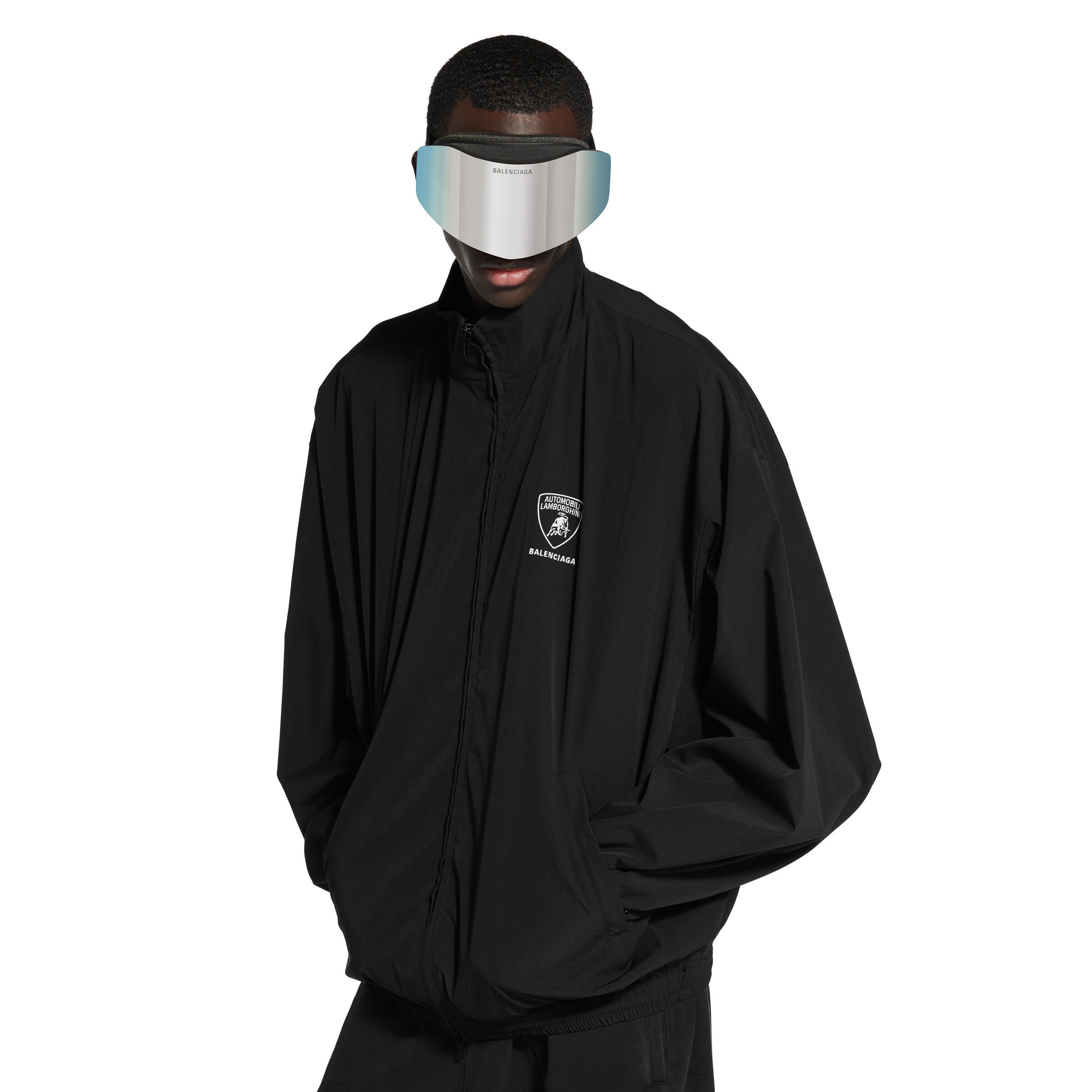 NIGO Balenciaga x Lamborghini Men's Spring/Autumn Solid Colour Car Logo Print Zipper Long Sleeve Sports Jacket #nigo77568