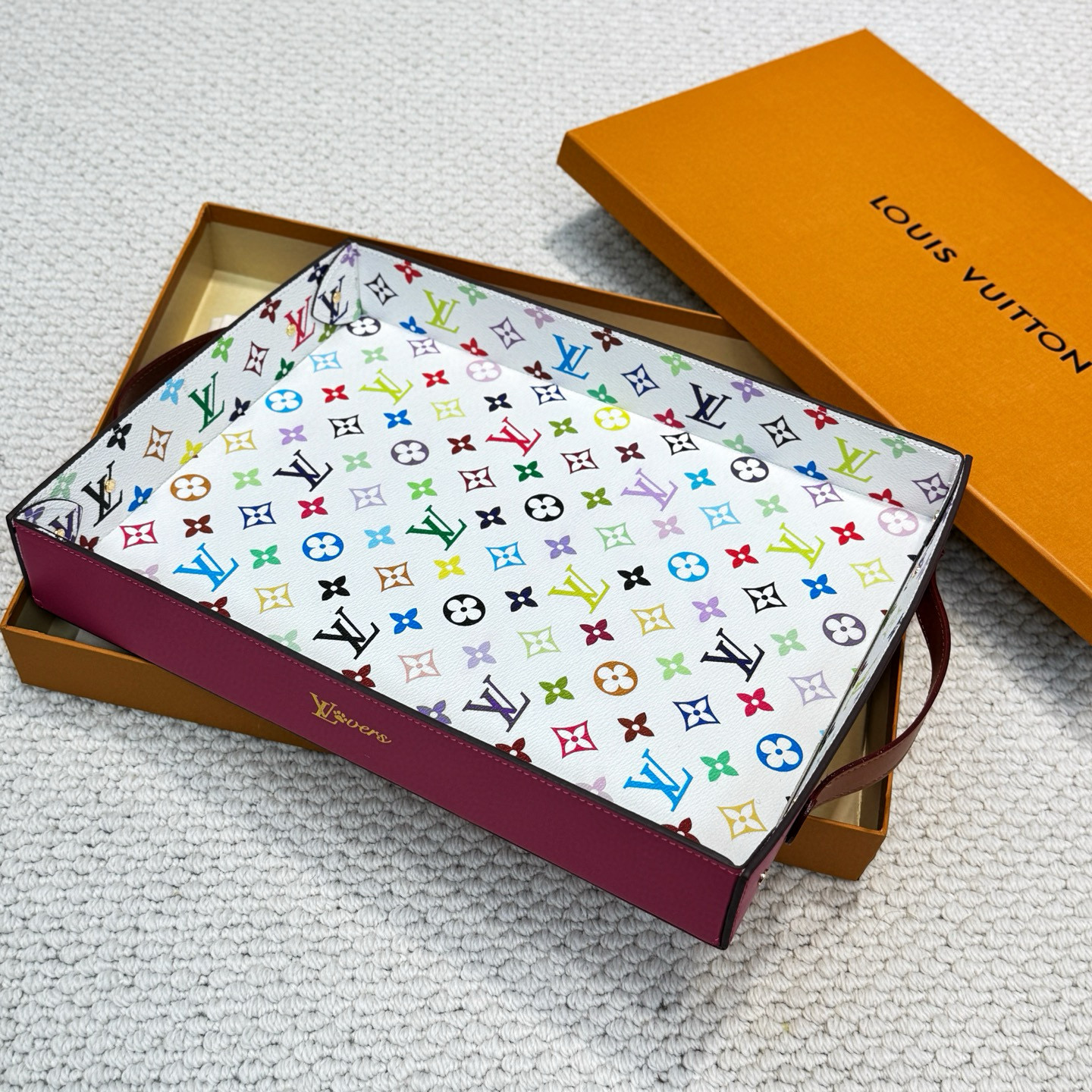 NIGO Louis Vuitton LV Vers Damier Colorful Checkered Alphabet Printed Leather Home Decoration Tabletop Tray Accessories #nigo77582