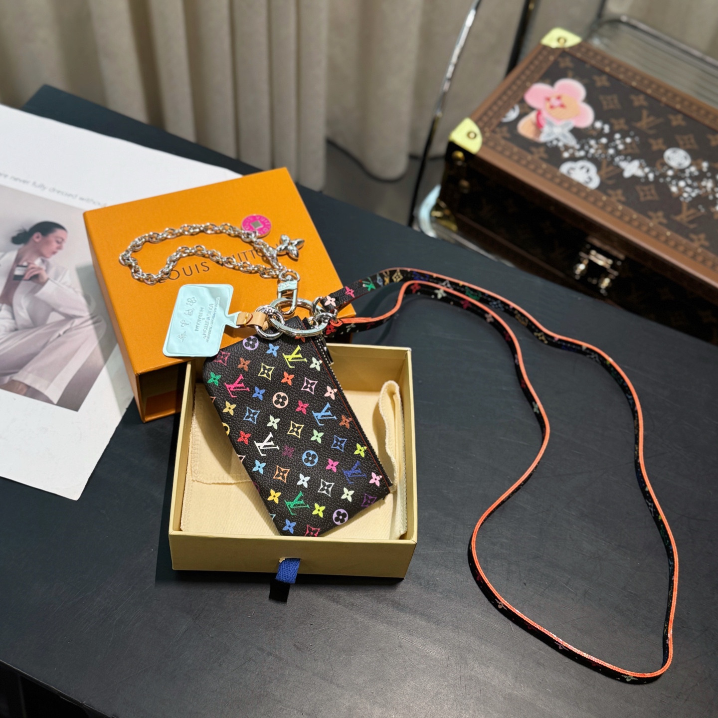 NIGO Louis Vuitton LV x TM Phone Holder Letter Print Leather Mobile Phone Strap Coin Purse Zipper Bag Mobile Phone Case #nigo77587