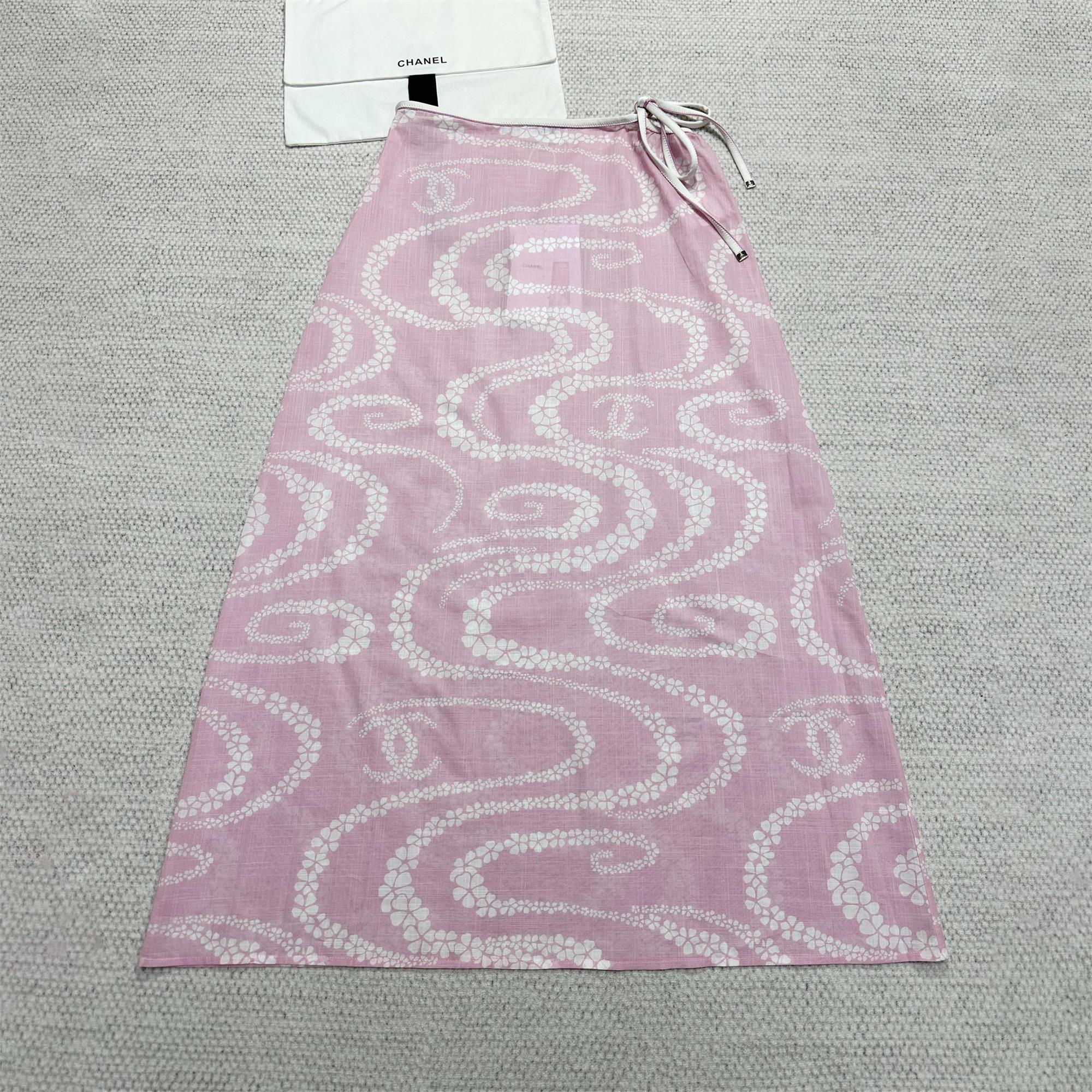 NIGO Chanel Women's Summer Solid Color Pattern Printed Cotton Battle Casual Long Skirt #nigo77584