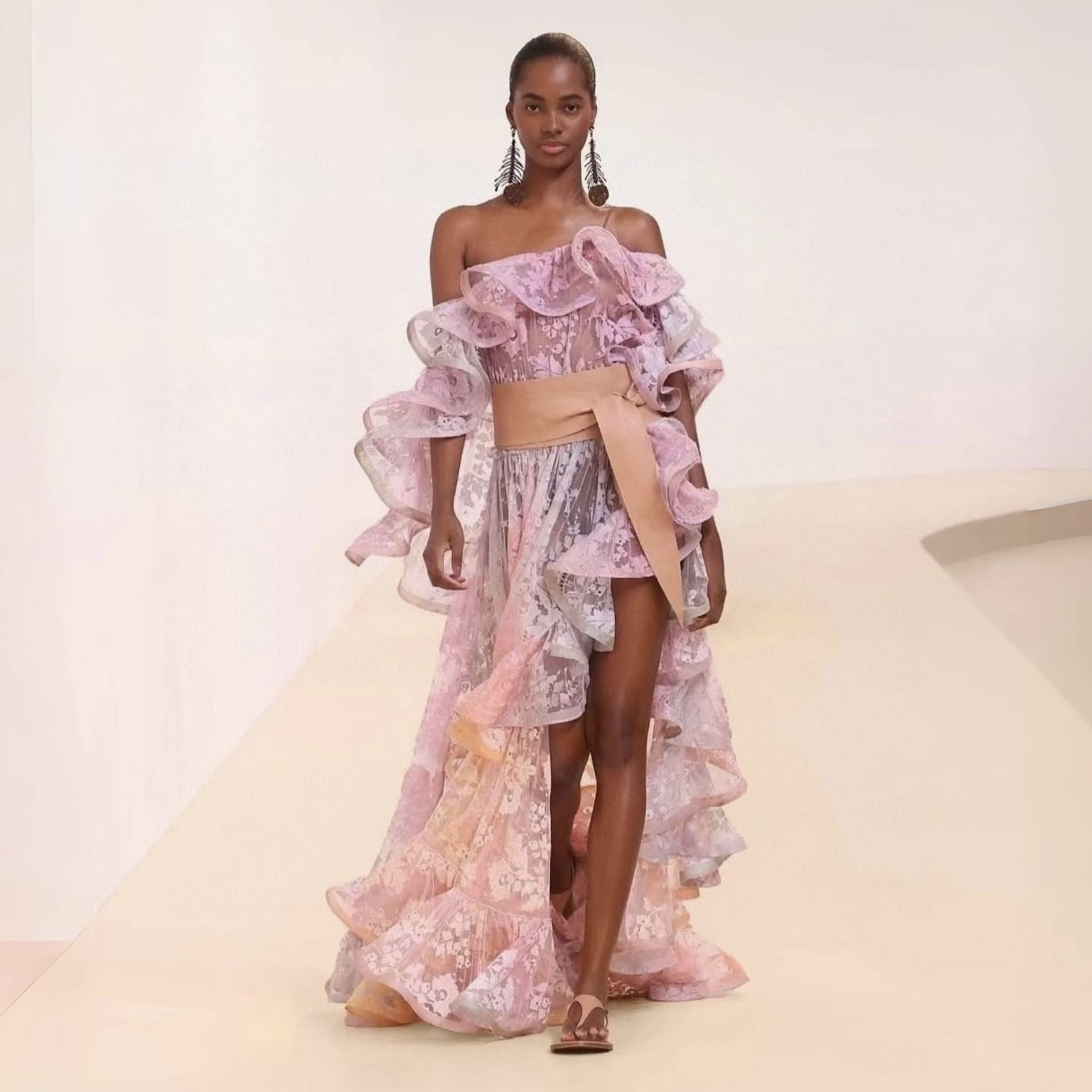 NIGO Zimmermann Dawning Lace Midi Dress Women's Spring Summer Fashion Elegant Long Dress Flowing Long Sexy Modern Lace Dresses  #nigo77618