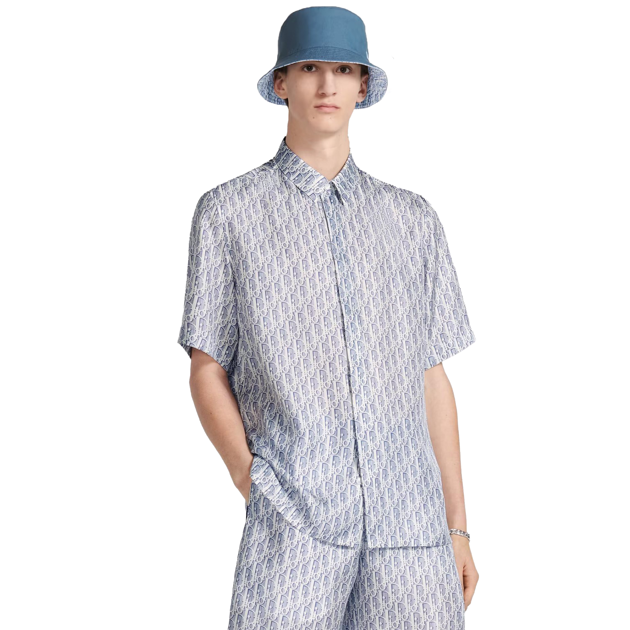 NIGO Dior Men's Spring And Summer Full Dblique Printing Logo Shirt Straight Shorts Casual Suit Set #nigo77619