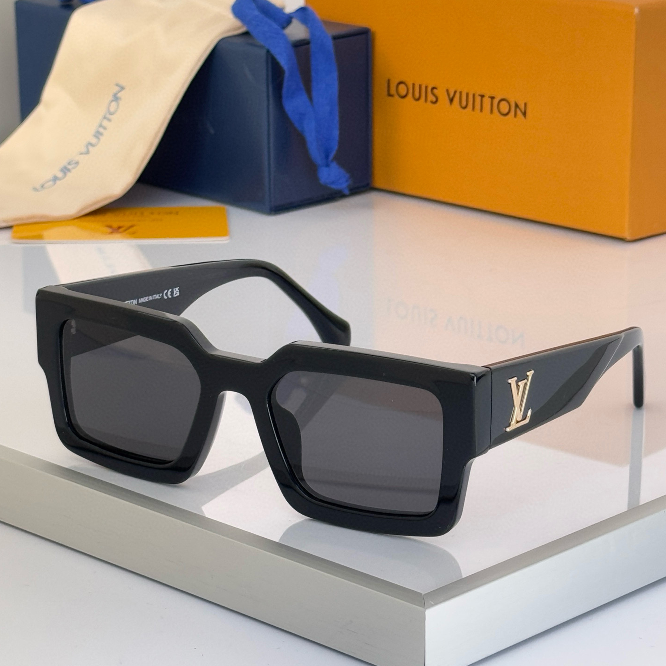 NIGO Louis Vuitton LV CLASH SQUARE Men's Solid Color Resin Fabric Square Sunglasses Eyeglasses Glasses #nigo77621