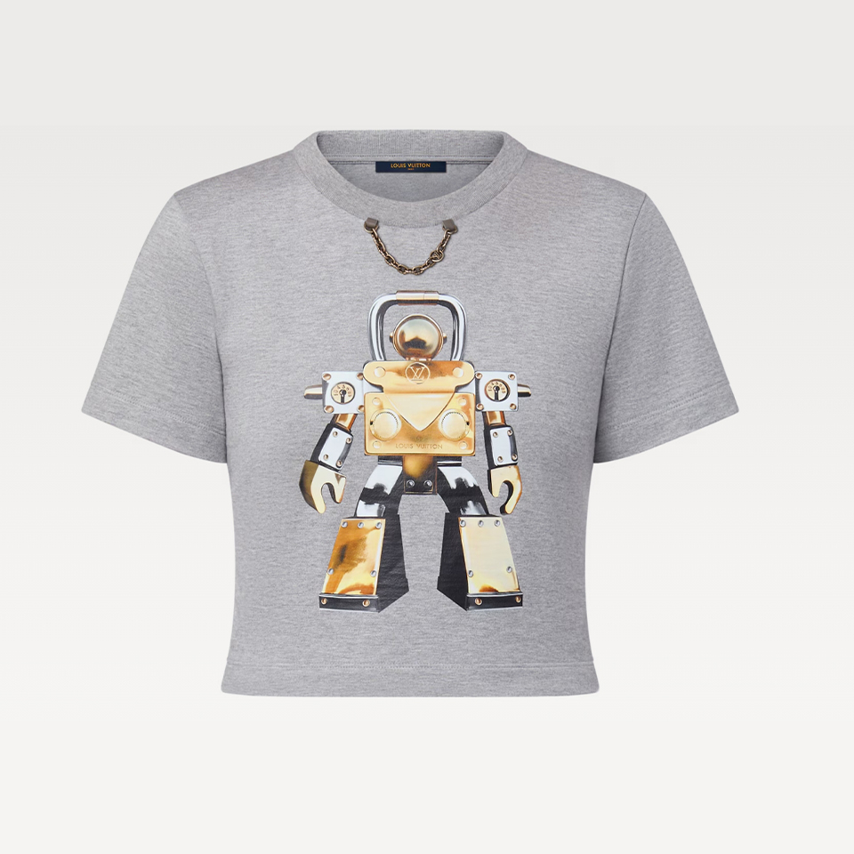 NIGO Louis Vuitton Women's Summer Robot Printed Chain Round Neck Cotton Short Top T-Shirt #nigo77627