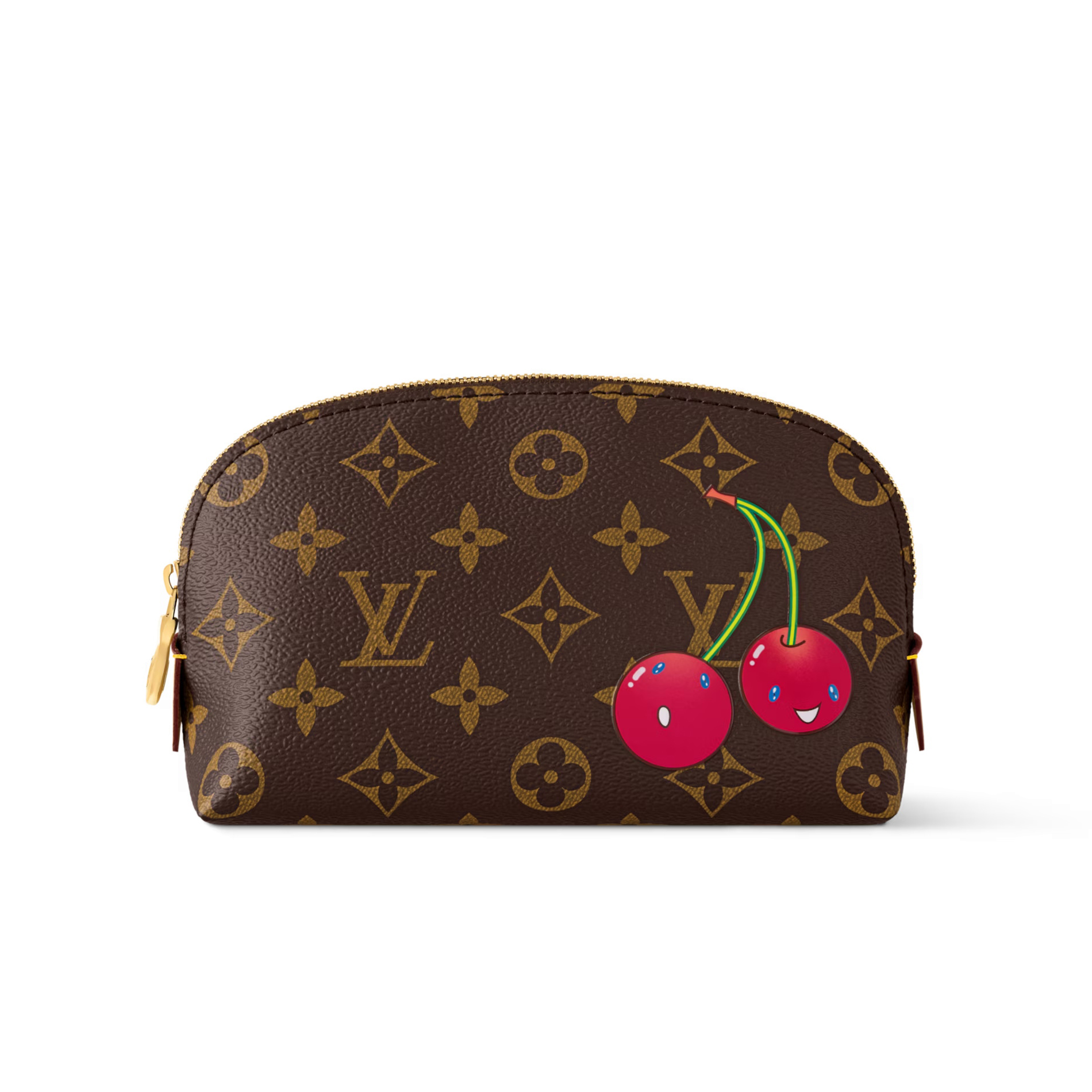 NIGO Louis Vuitton LV X TM Women's Brown Letter Print Cherry Pattern Leather Small Makeup Bag Bags #nigo77595