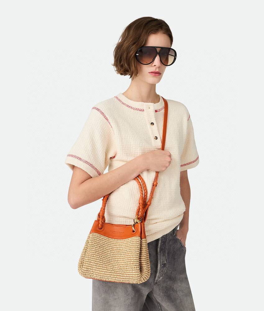 NIGO Bottega Veneta Small Parachute Women's Adjustable Detachable Shoulder Strap Raffia And Leather Shoulder Bag Handbag Bags #nigo77633