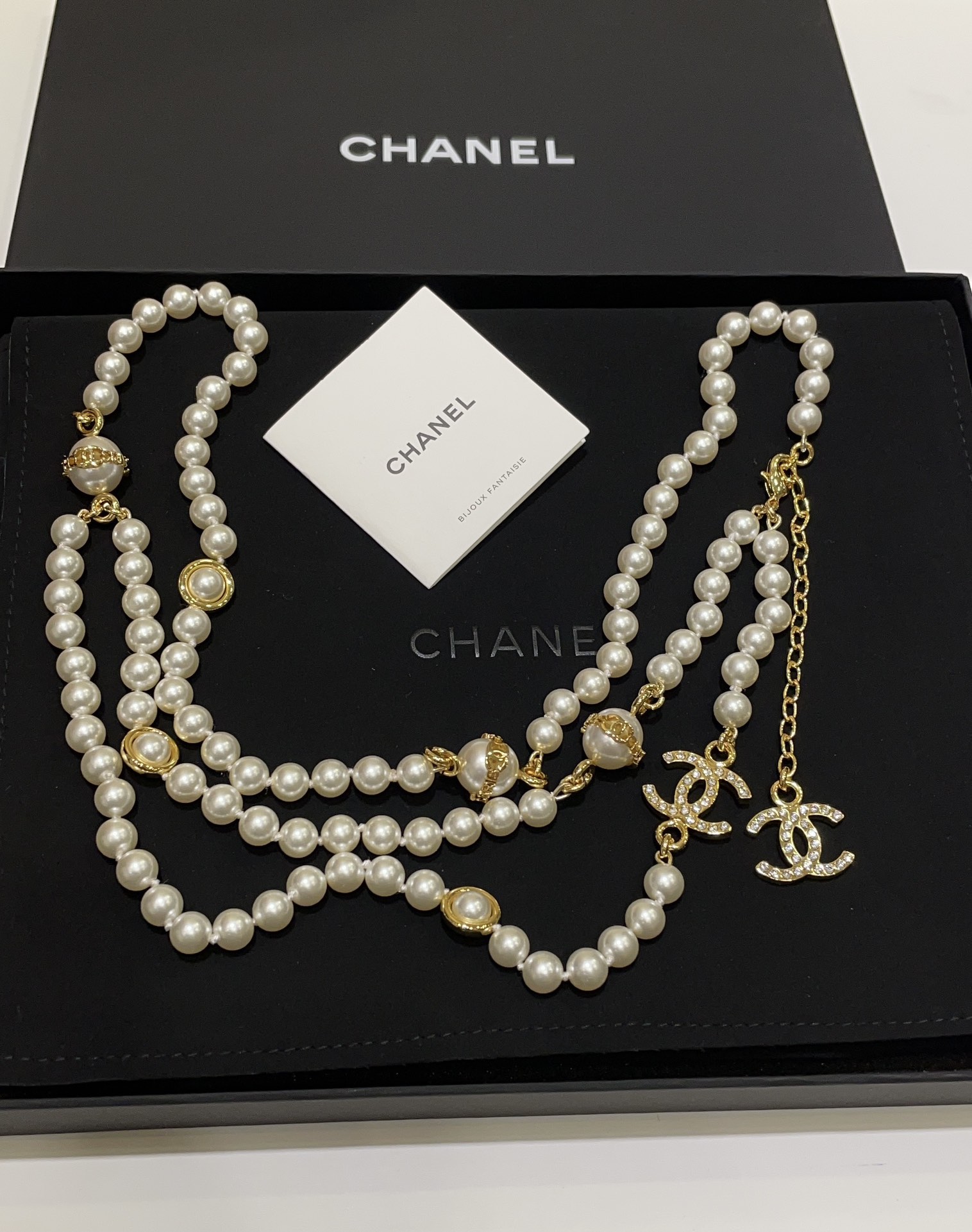 NIGO Chanel Women's Double-layer Design Gold Cc Letter Pearl Chain Belt #nigo77497