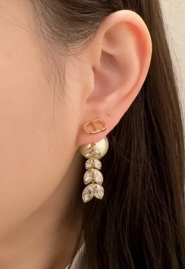 NIGO Dior 30 Montaigne Prestige Men's and Women's Couples' Crystal Decorative Pendant Gold Stud Earrings Jewelry Accessories #nigo77648