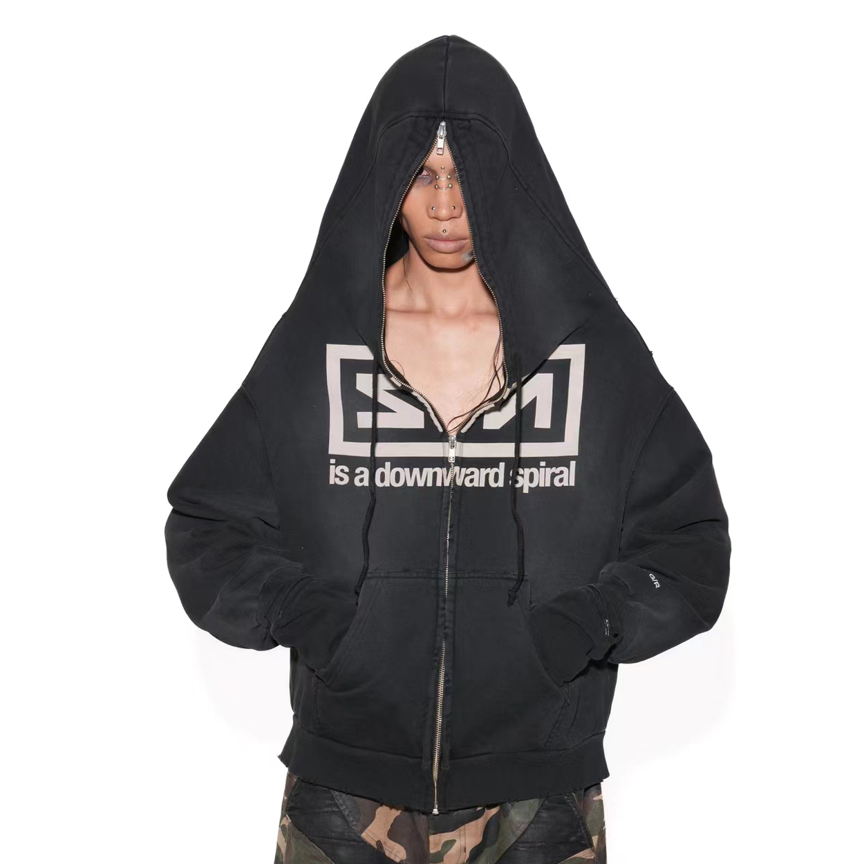 NIGO GRAILZ Men's Spring And Autumn 2-in-1 Gloves with Shoulder Zipper Letter Print Hoodie Sweatshirt Long Sleeve Jacket Ngvp #nigo1858