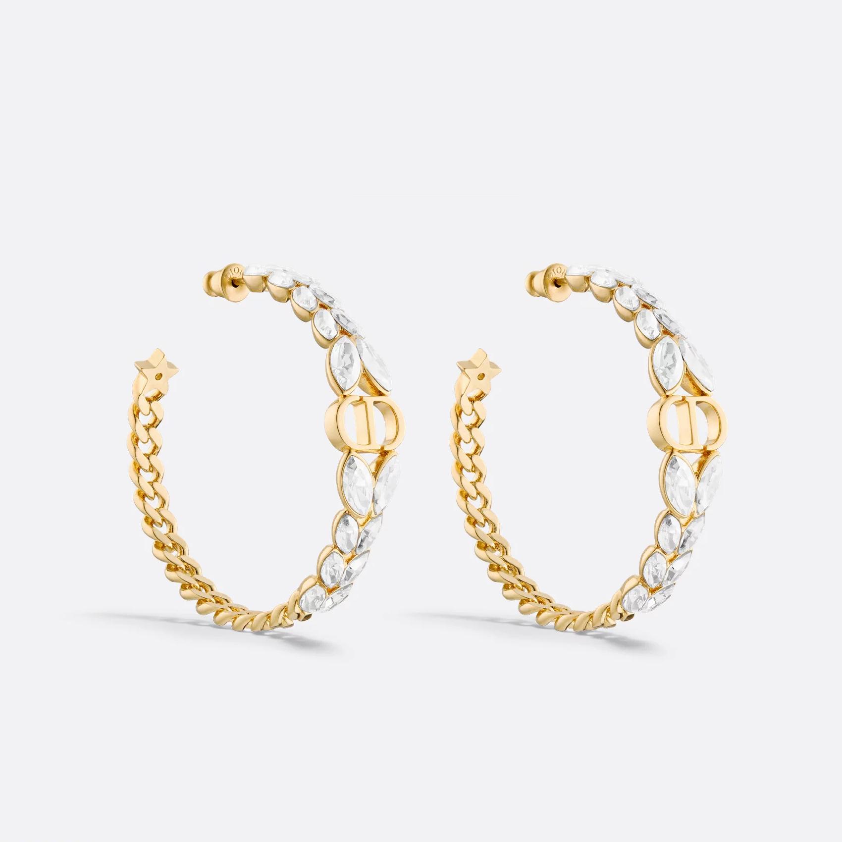 NIGO Dior 30 Montaigne Prestige Men's and Women's Couples' Crystal-Decorated Gold Hoop Earrings Jewelry Accessories #nigo77645