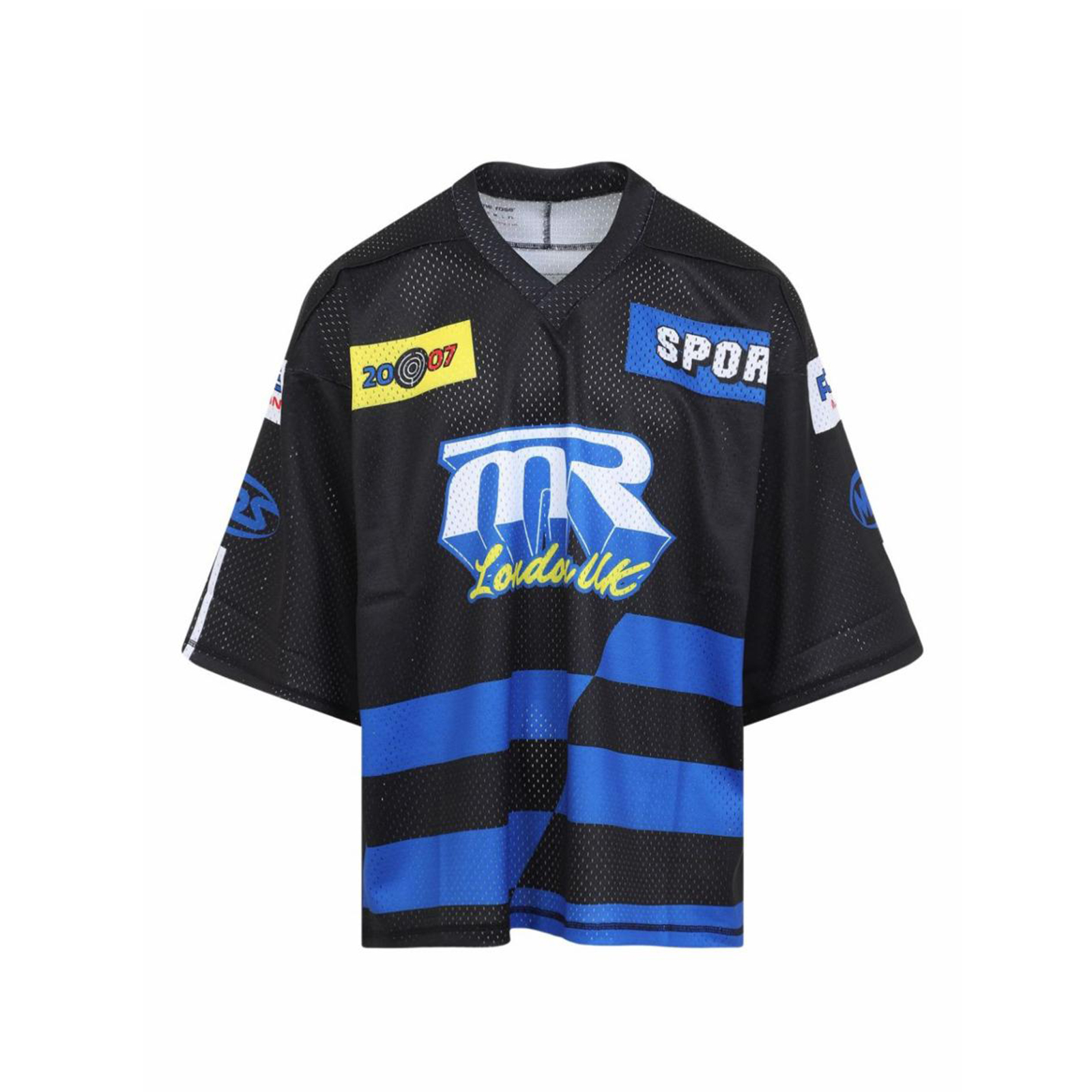 NIGO Martine Rose Men's Loose V-Neck Knit Letter Print Short Sleeve Solid Color Summer Mesh T-Shirt Ngvp #nigo1859