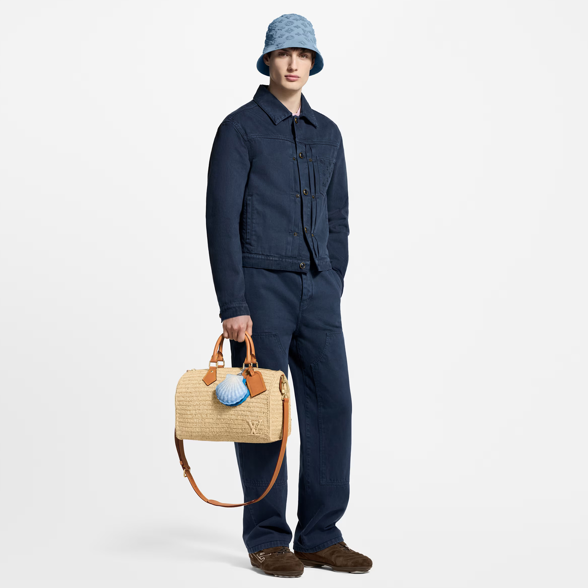 NIGO Louis Vuitton Men's Spring/Autumn Solid Colour Embroidered Letter Print Pocket Single-Breasted Long-Sleeved Denim Jacket and Casual Denim Trousers Pants Set Suit #nigo77632