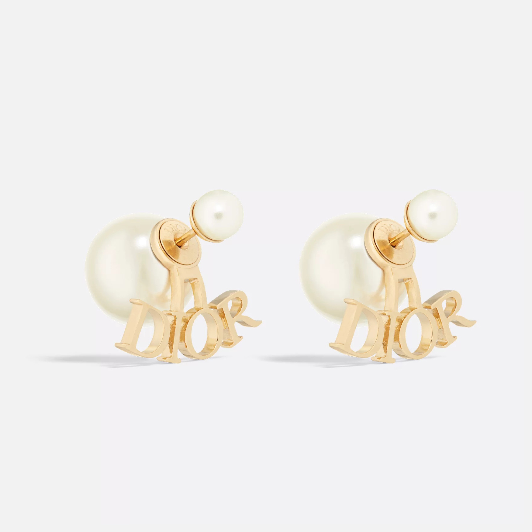 NIGO Dior Tribales Women's Symmetrical Pattern Gold Letter Pattern Pearl Stud Earrings Jewelry Accessories #nigo77635