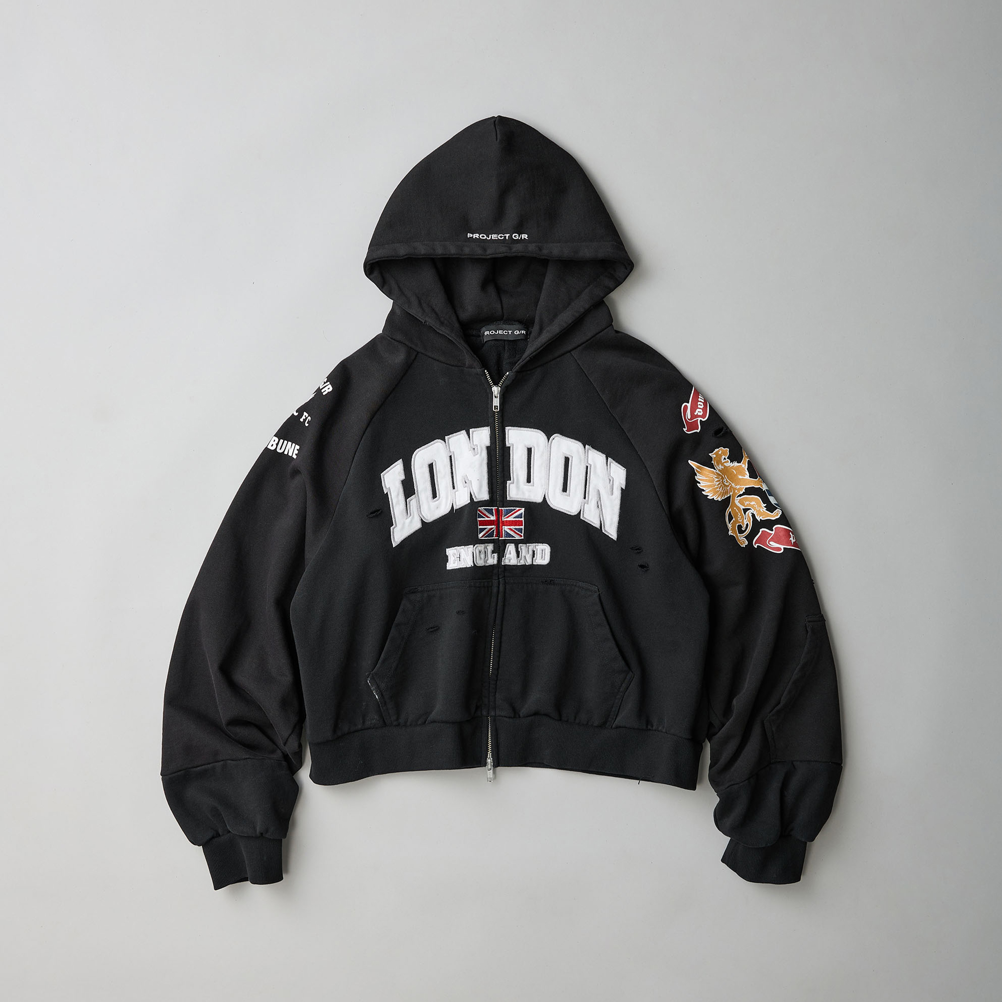 NIGO GRAILZ Men's Women's Zipper Doing Old Letter Print Double Pockets Solid Color Spring and Autumn Hooded Sweatshirt Ngvp #nigo1913