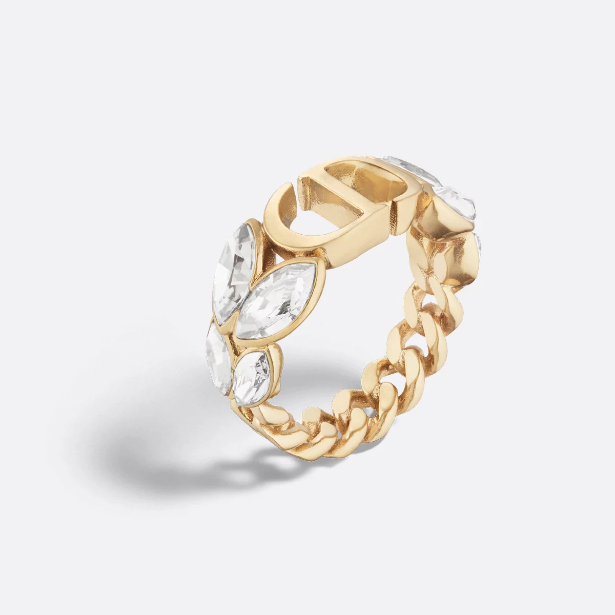 NIGO Dior 30 Montaigne Prestige Men's and Women's Couples' Crystal-Decorated Gold Ring Jewelry Accessories #nigo77644