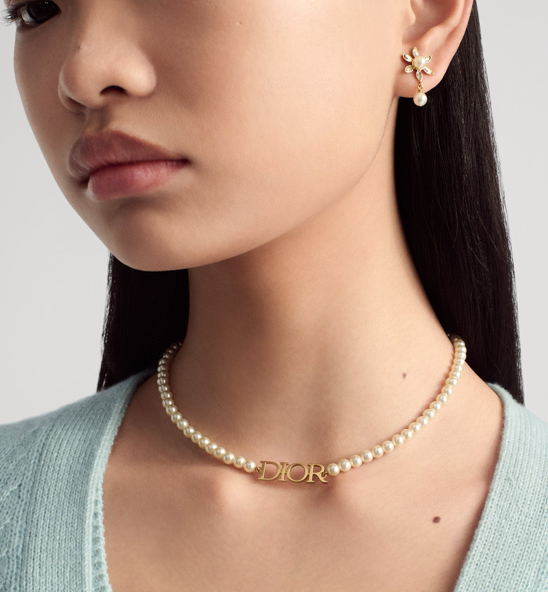NIGO Dior Evolution Women's Gold Letter Pattern Resin Pearl Necklace Jewelry Accessories #nigo77636