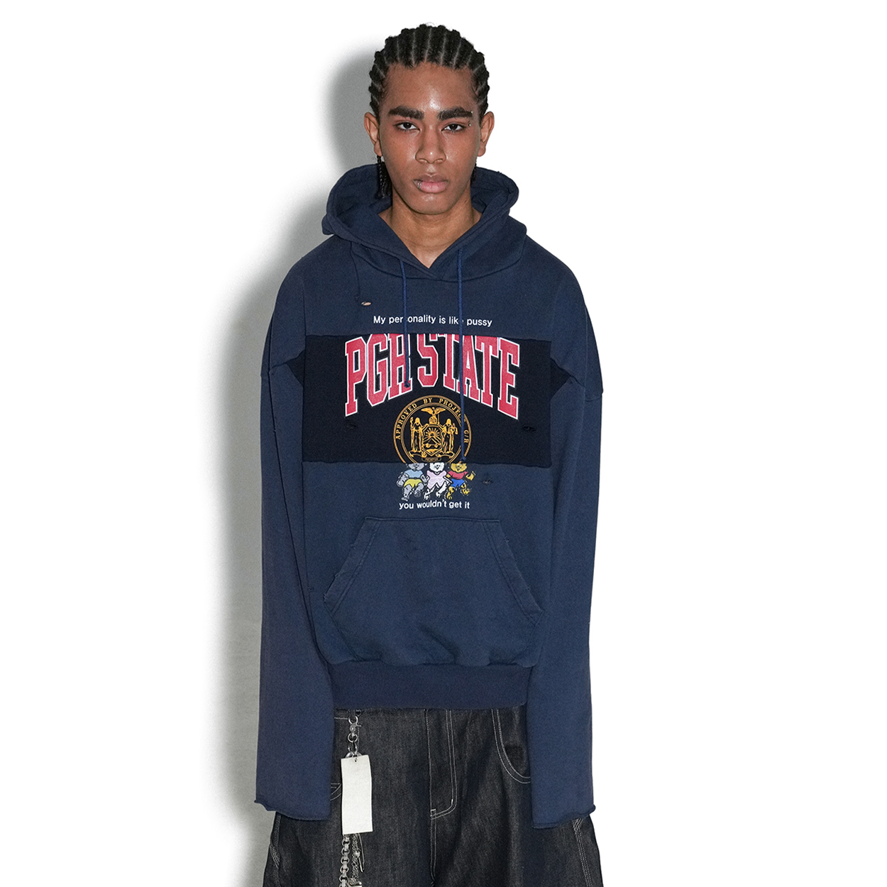 NIGO GRAILZ Men's Women's Spring And Autumn Cotton Do-Over Letter Printed Hole Breaking Loose Hooded Sweatshirt Ngvp #nigo1912