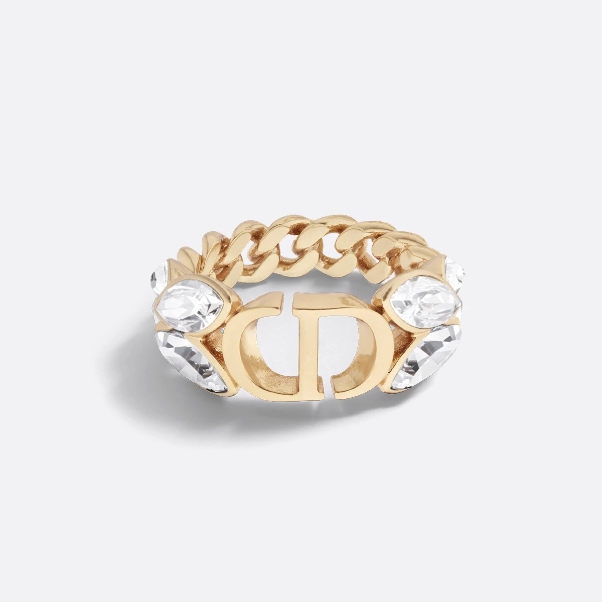 NIGO Dior 30 Montaigne Prestige Men's and Women's Couples' Crystal-Decorated Gold Ring Jewelry Accessories #nigo77644