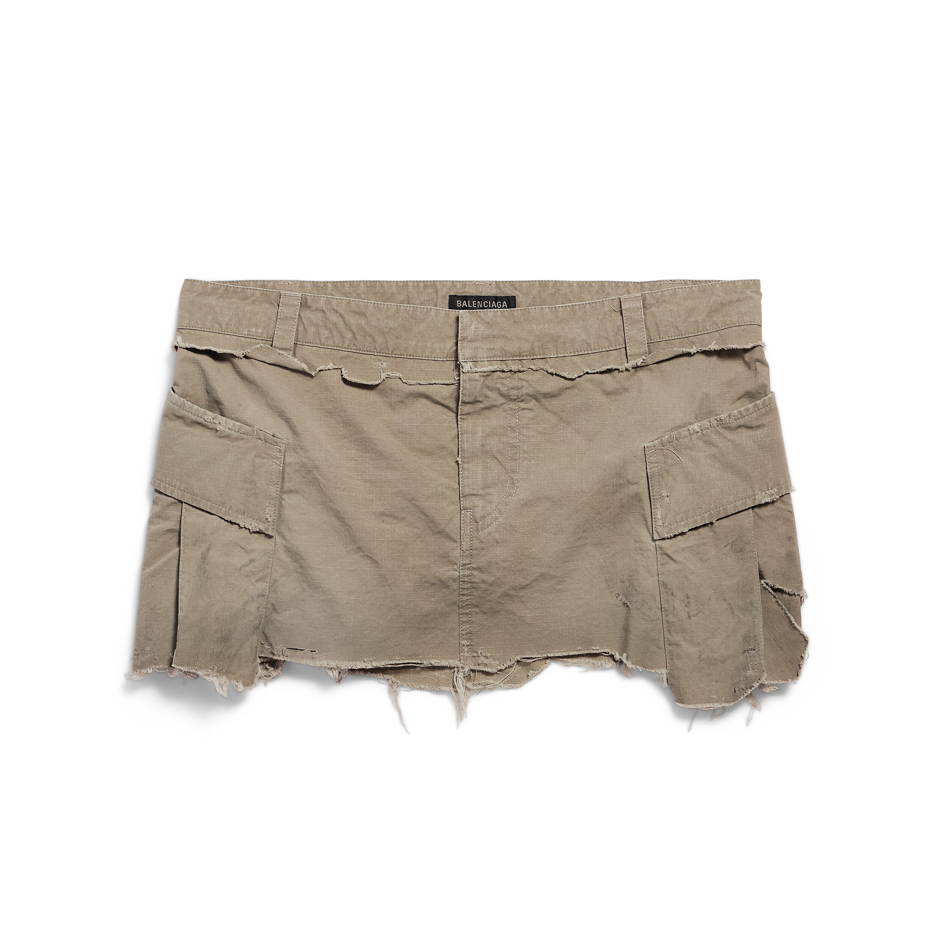 NIGO Balenciaga Cargo Women's Summer Solid Color Distressed Hem Cotton Mini Skirt #nigo77653