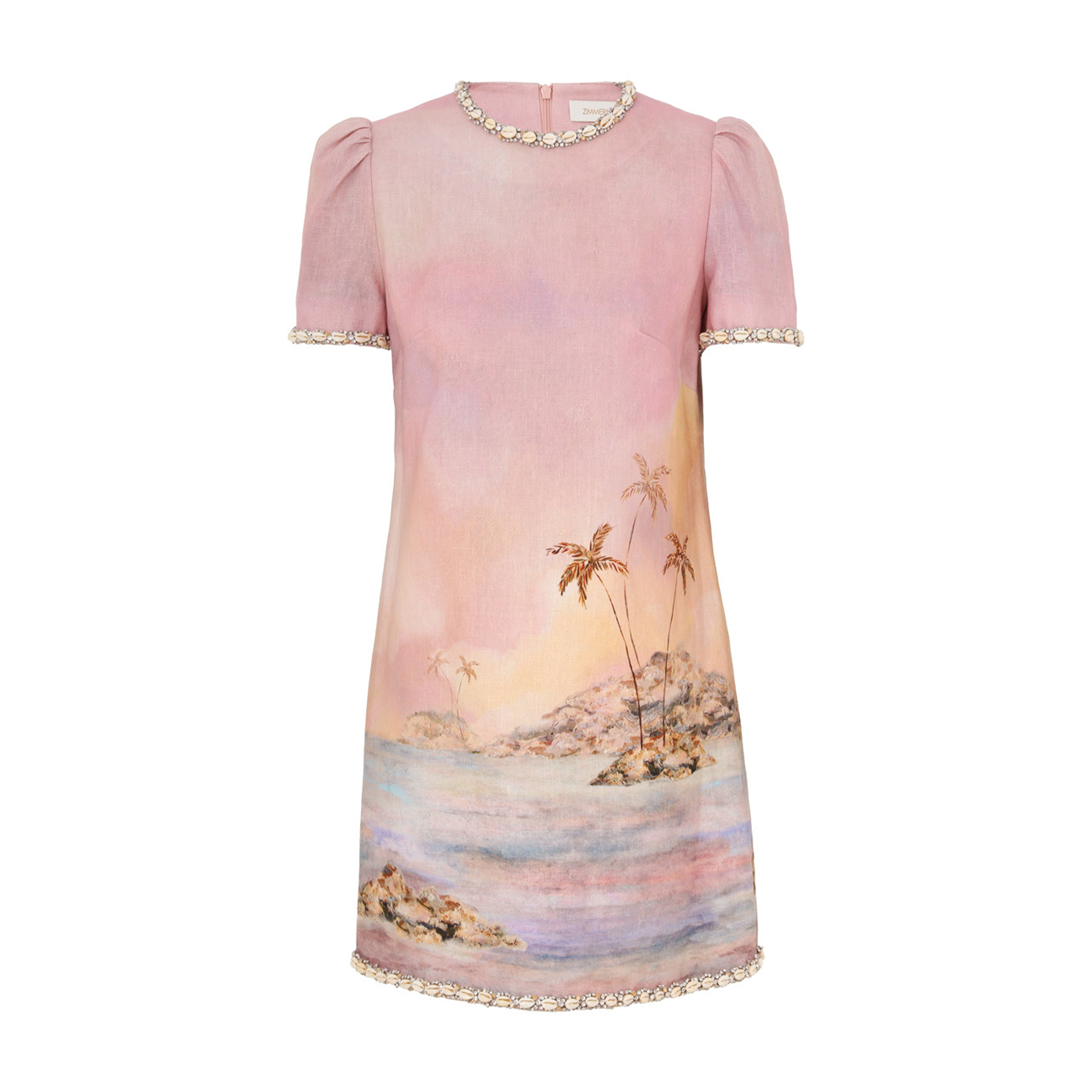 NIGO Zimmermann Dawning Embellished Mini Dress Women's Spring And Summer Temperament Elegant Cotton Linen Dress Fashion Modern Trend Short Sleeve Dresses Ngvp #nigo1879