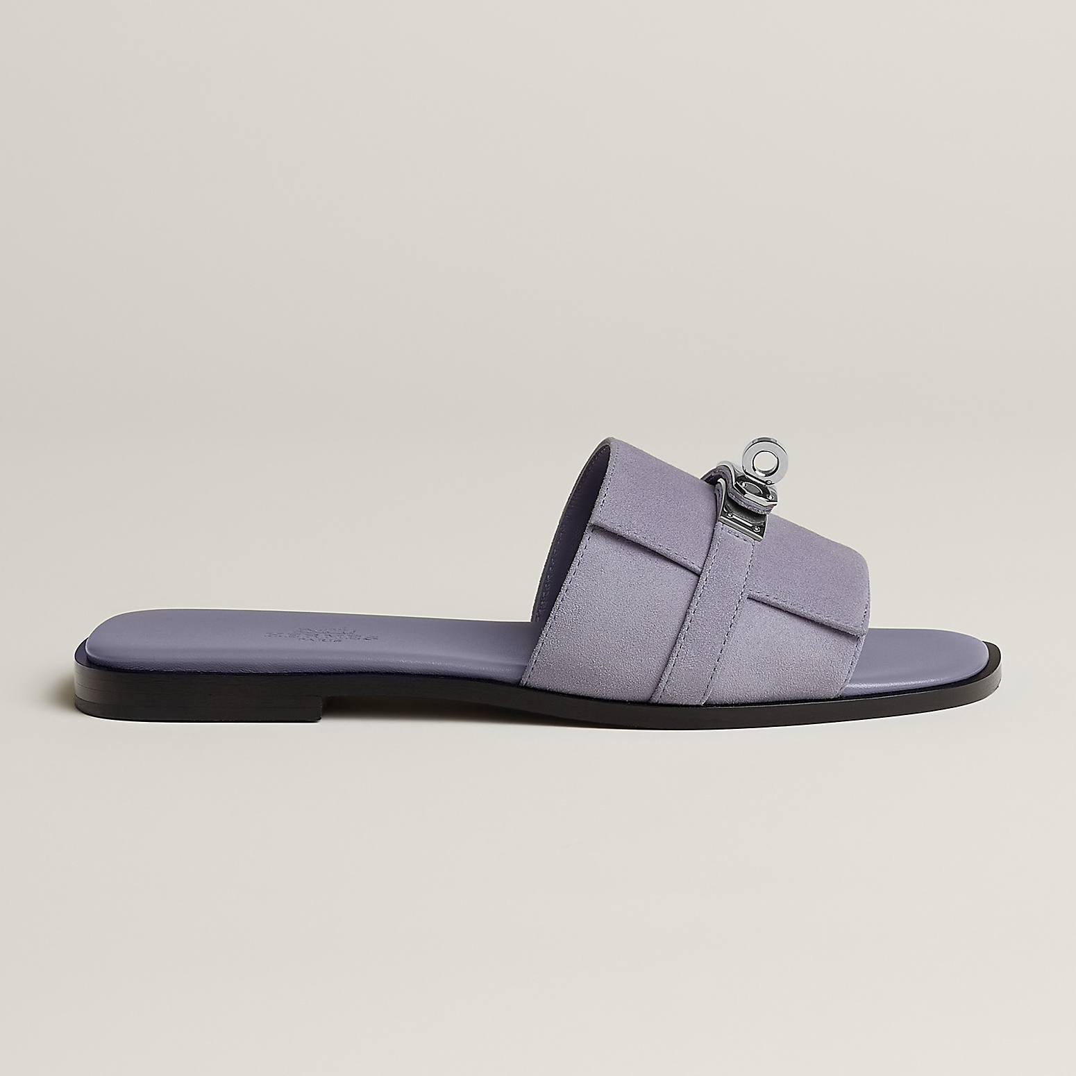 NIGO Hermes Giulia Women's Summer Solid Color Metal Buckle Round Toe Suede Leather Sandals Slippers Shoes #nigo77667