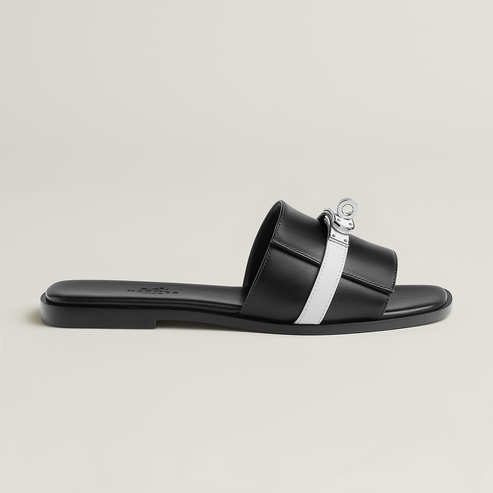 NIGO Hermes Giulia Women's Summer Metal Buckle Round Toe Leather Sandals Slippers Shoes #nigo77657