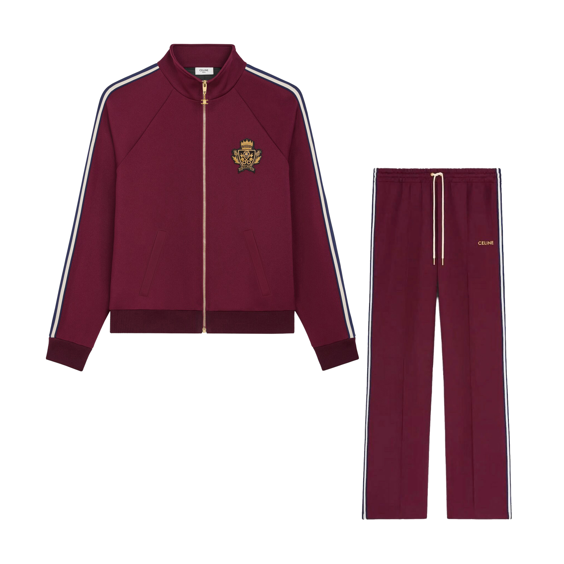 NIGO Celine Men's and Women's Spring/Autumn Embroidered Logo Solid Color High Neck Zipper Long Sleeve Jacket Drawstring Sports Pants Set Suit #nigo77673