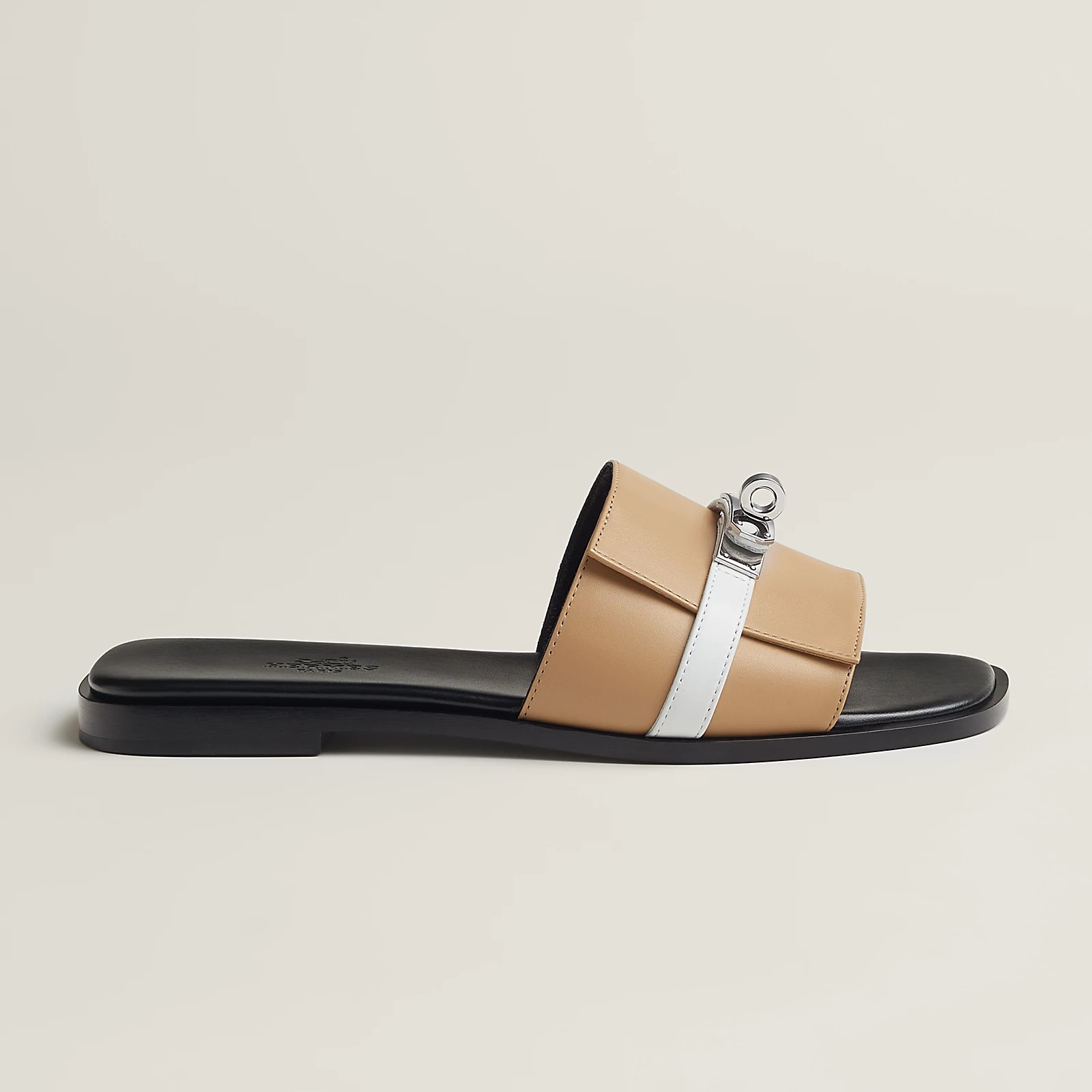 NIGO Hermes Giulia Women's Summer Metal Buckle Round Toe Leather Sandals Slippers Shoes #nigo77657