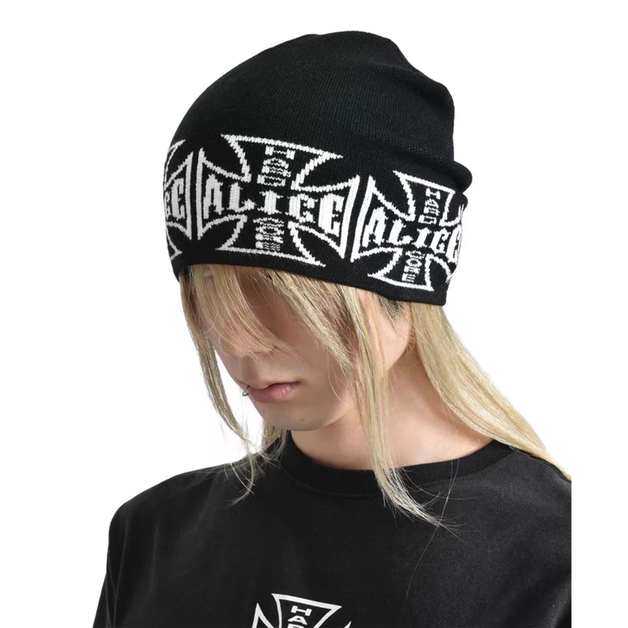 NIGO Alice Hollywood Black And White Cross Logo Imperial Cold Cap Knitted Cap Opium Wind Playboi Men Women Fall And Winter Fashion Accessories Ngvp #nigo1884