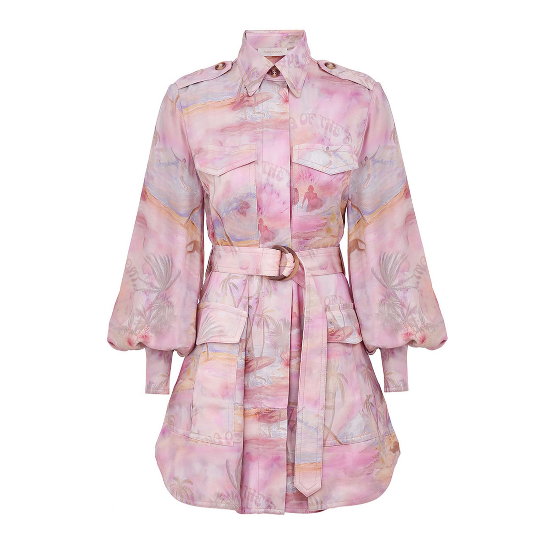 NIGO Zimmermann Dawning Cargo Mini Dress Women's Spring And Summer Temperament Elegant Button Belt Lapel Shirt Dress Fashion Modern Trend Long Sleeve Dresses Ngvp #nigo1883