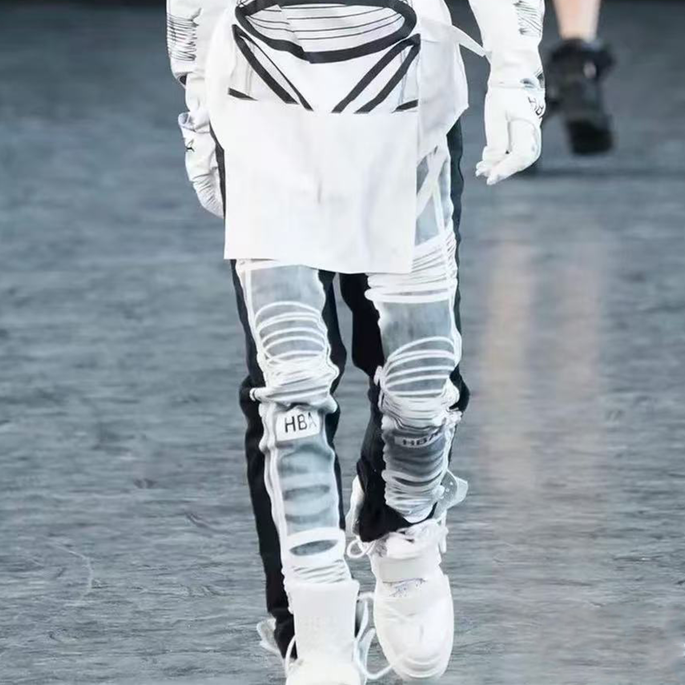 NIGO HOOD BY AIR Men's Spring And Autumn Bones See-through Black Printed Casual Sweatshirt Trousers High Street Trend Casual Drawstring Pants Ngvp #nigo1877