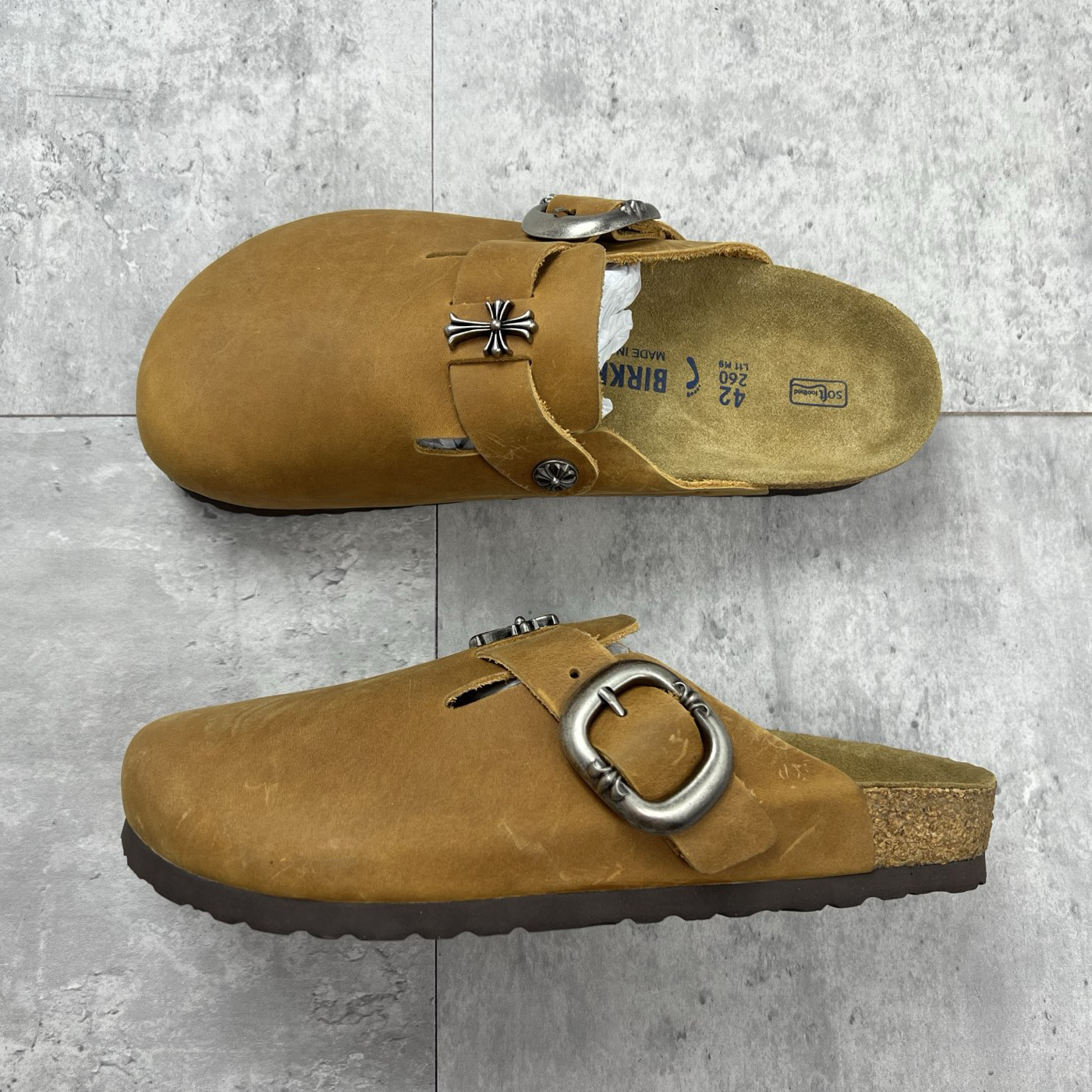 NIGO Chrome Hearts x Birkenstock Men's And Women's Spring Summer Round Toe Buckle Slippers Vacation Fashion Trend Cross Logo Sandals Shoes #nigo77682