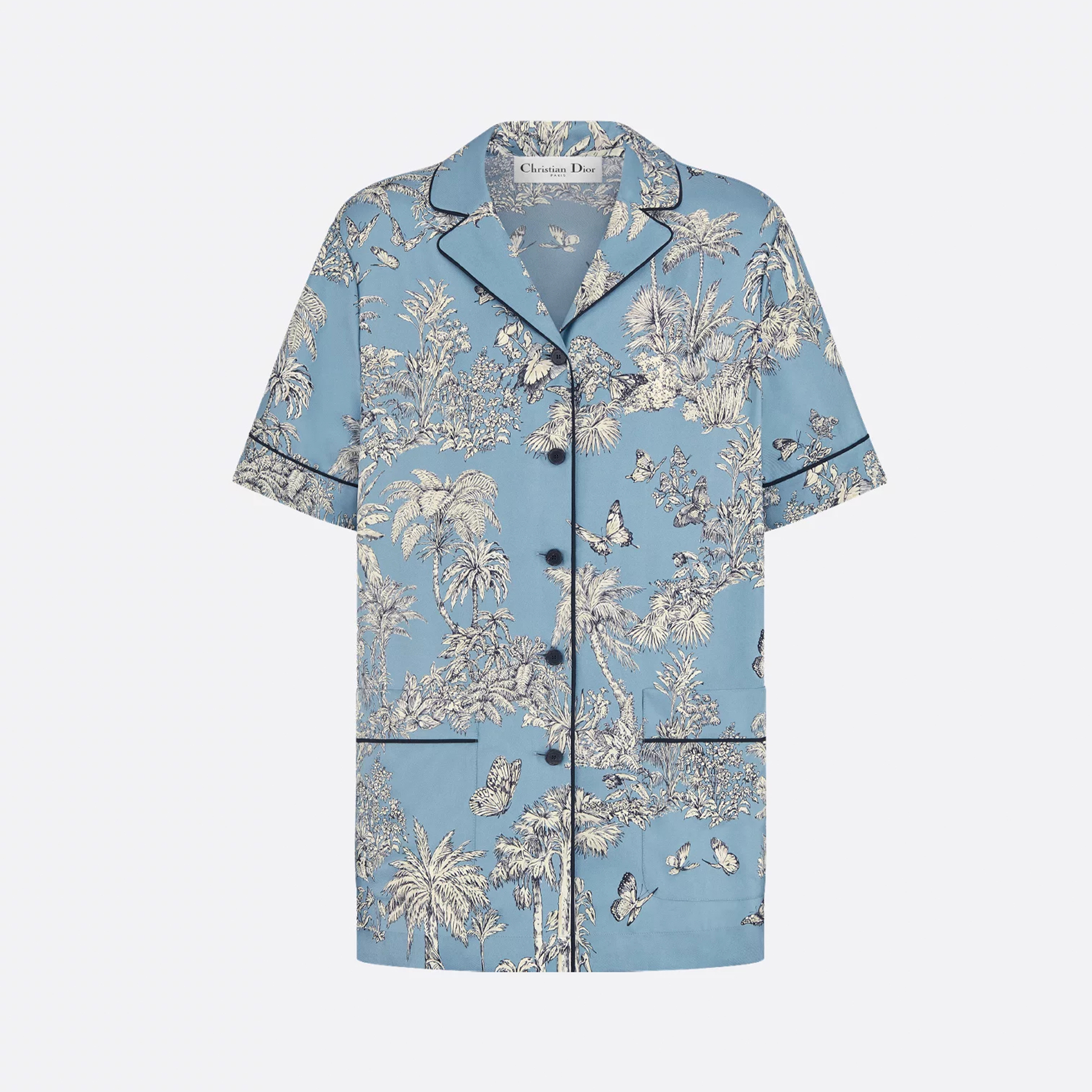 NIGO Dior Women's Summer Silk Twill Floral Print Lapel Solid Color Loose Short Sleeve Shirt Ngvp #nigo1922