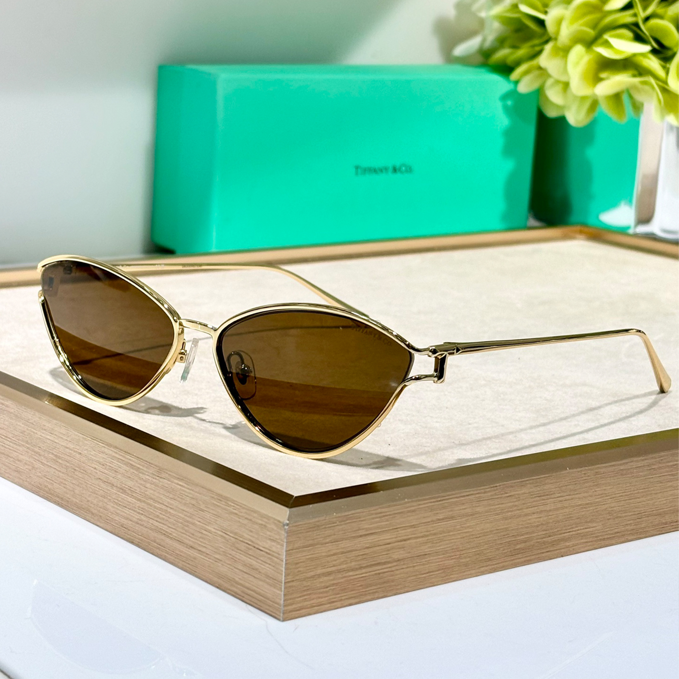 NIGO Tiffany & Co. Women's Spring And Summer Cat Eye Metal Frame Tinted Lenses Fashion Elegant Temperament Sunglasses Accessories #nigo81392