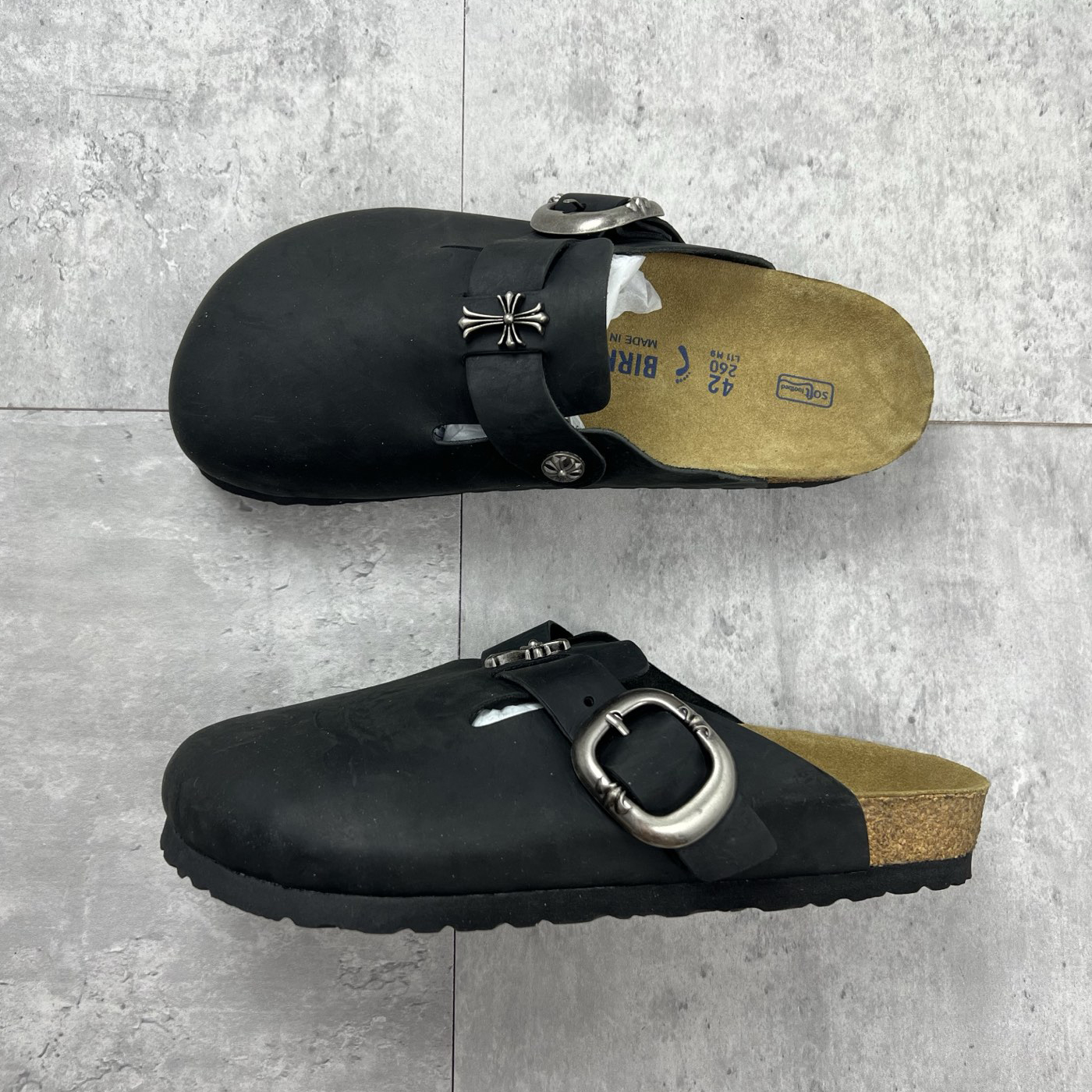 NIGO Chrome Hearts x Birkenstock Men's And Women's Spring Summer Round Toe Buckle Slippers Vacation Fashion Trend Cross Logo Sandals Shoes #nigo77682